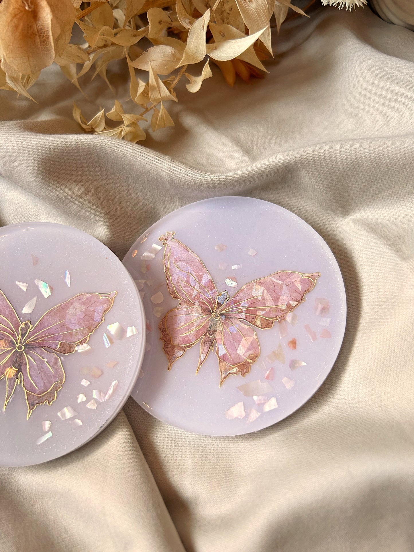 Pink Butterfly Coasters