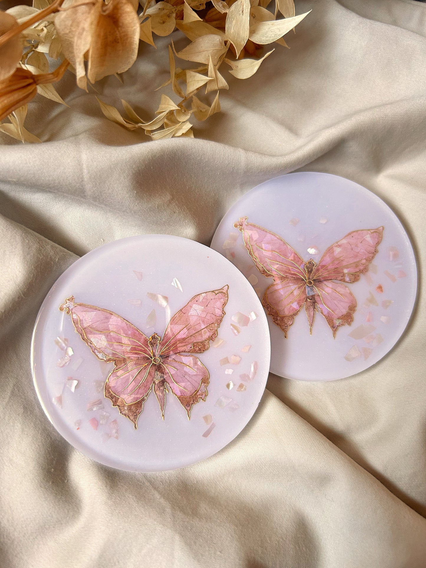 Pink Butterfly Coasters