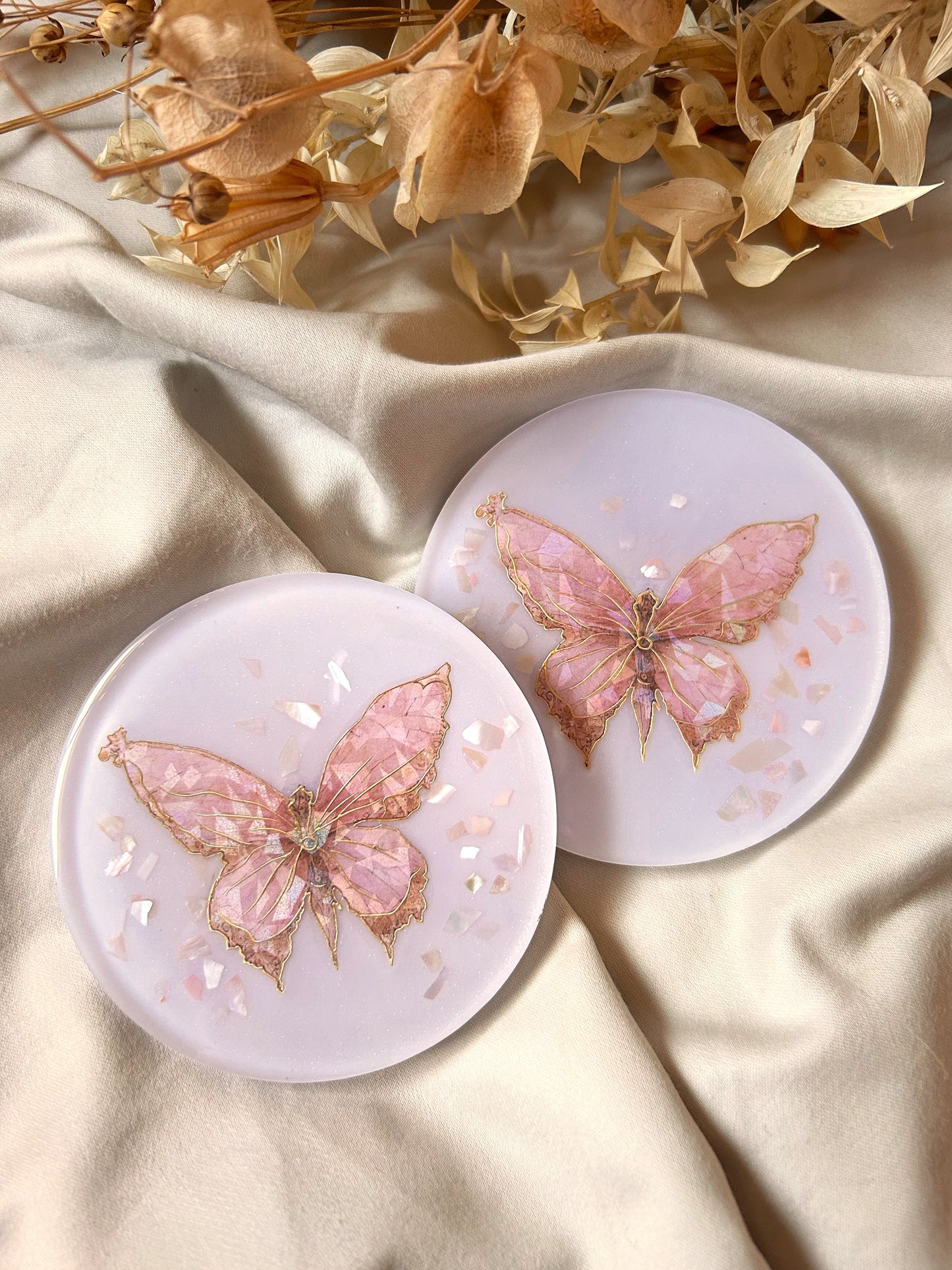 Pink Butterfly Coasters