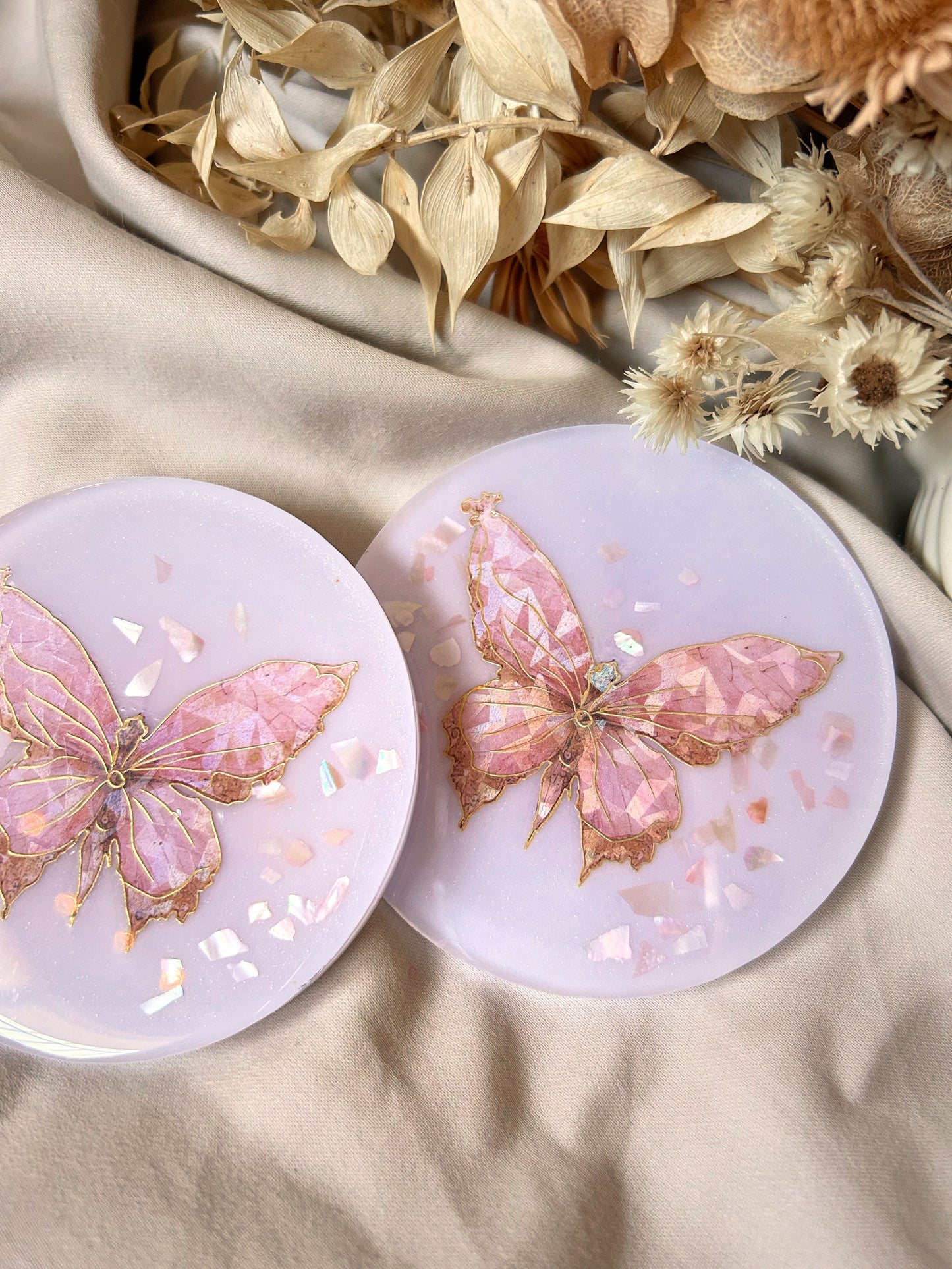 Pink Butterfly Coasters