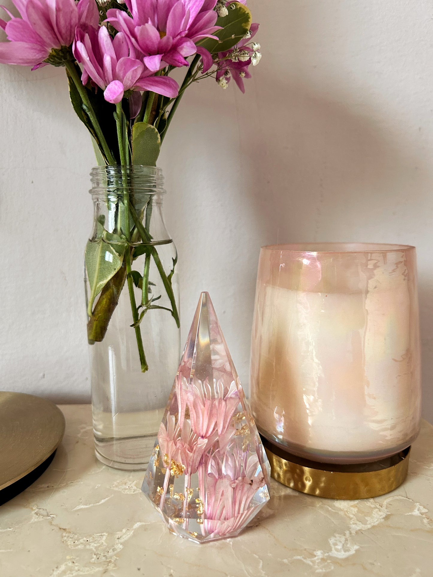 Pink and Gold Crystal Ring Tree