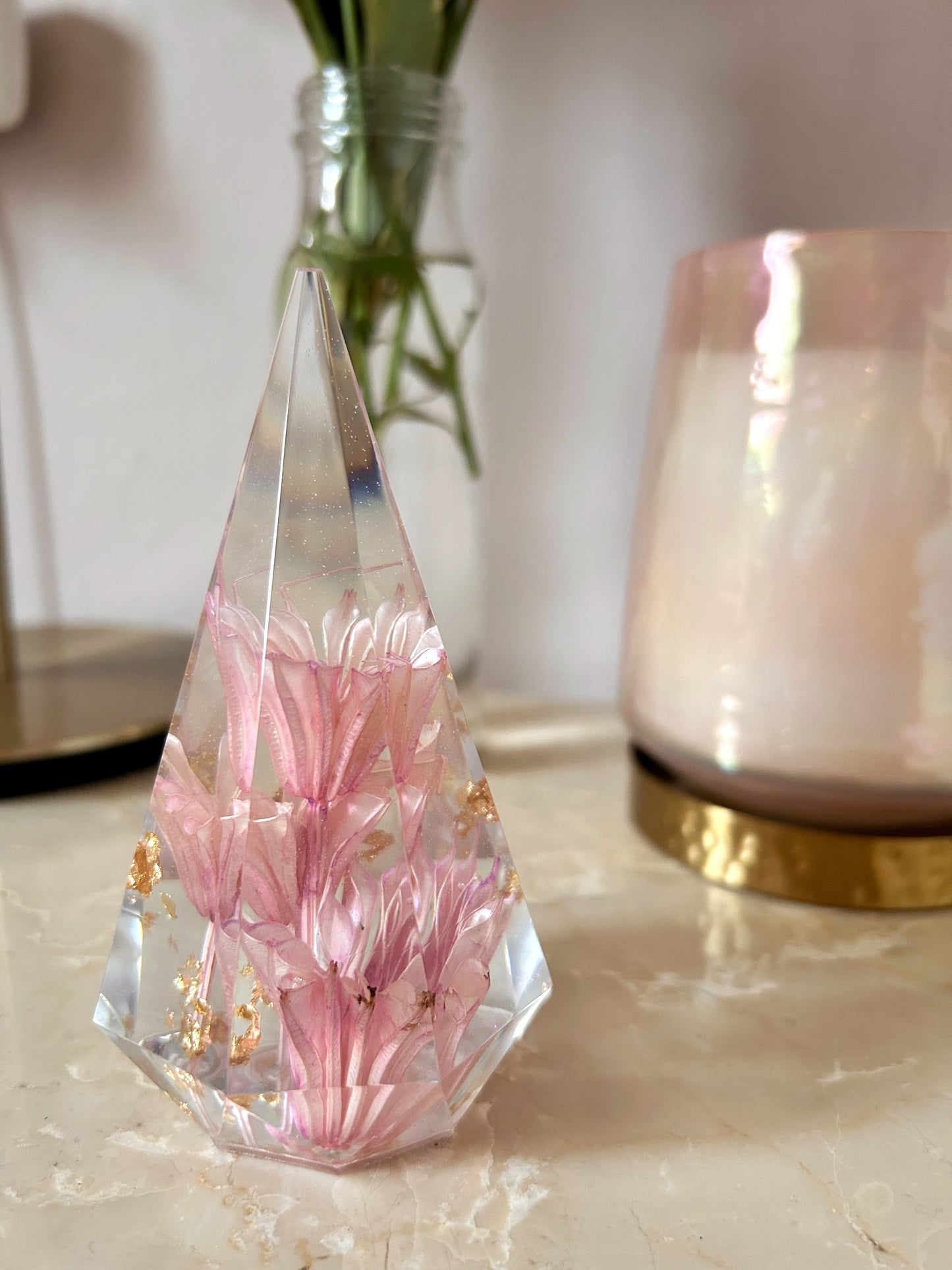 Pink and Gold Crystal Ring Tree