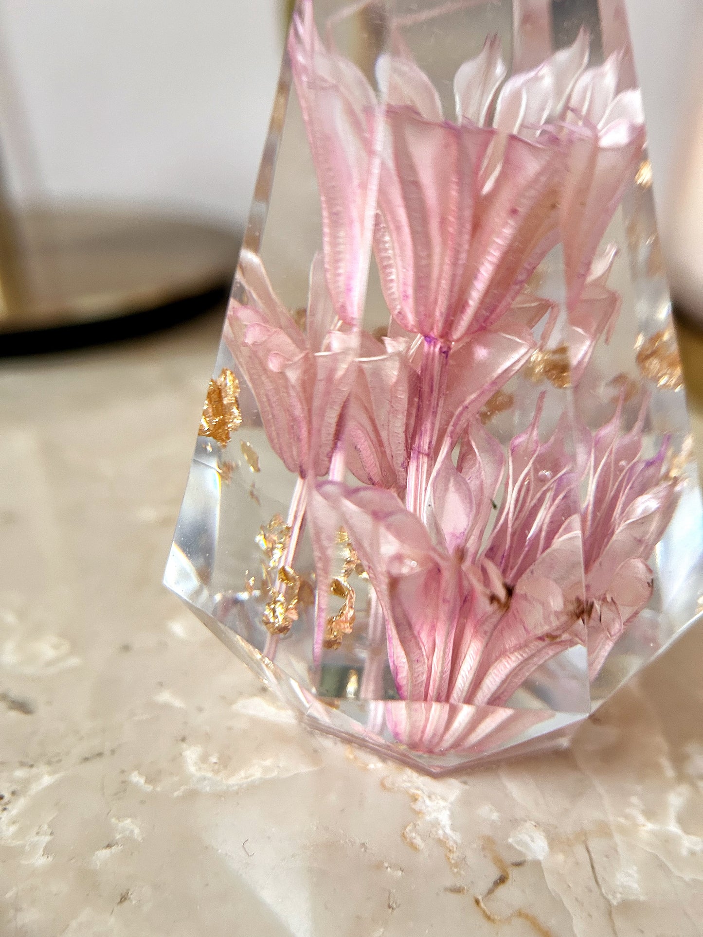 Pink and Gold Crystal Ring Tree