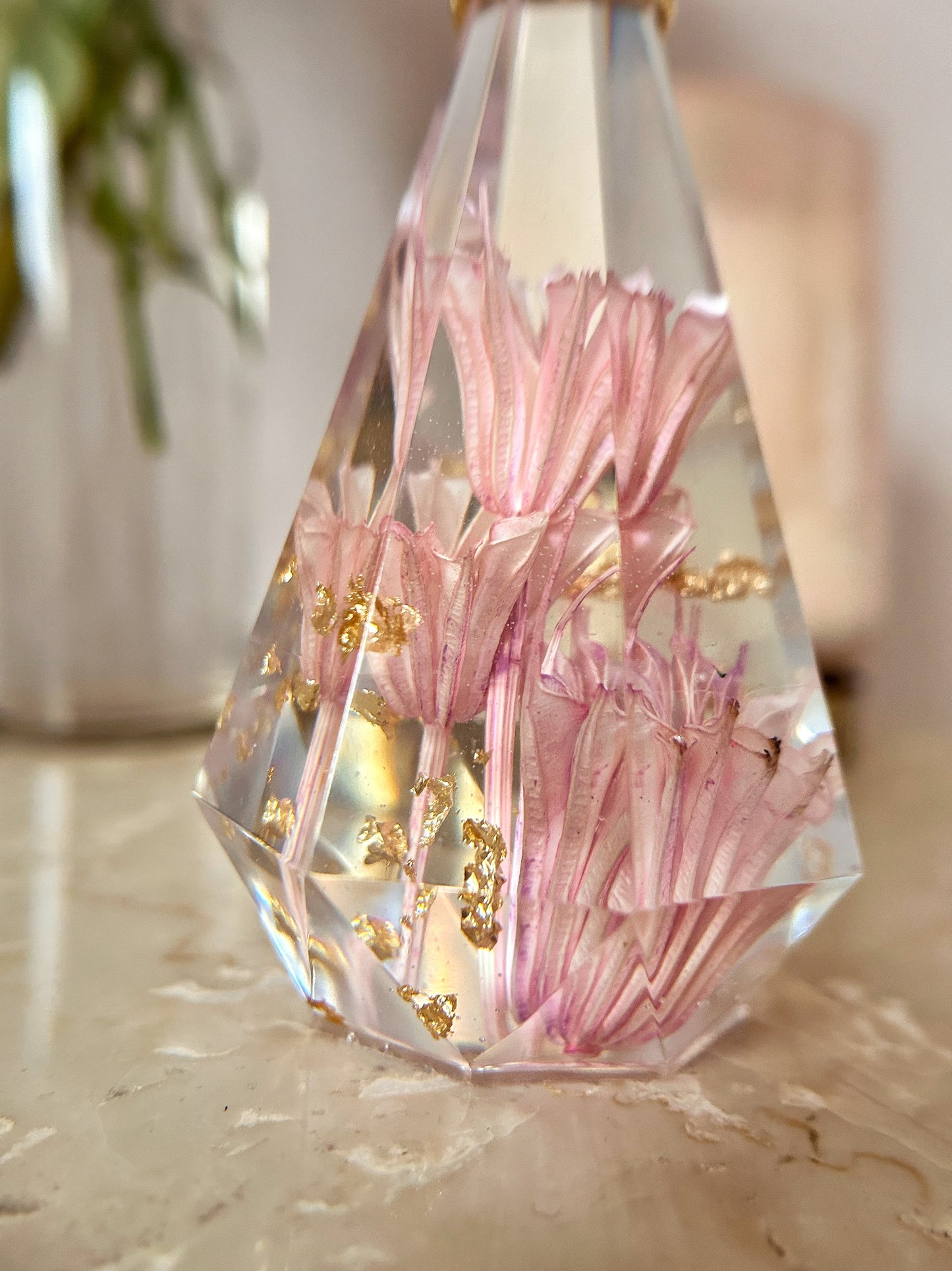 Pink and Gold Crystal Ring Tree
