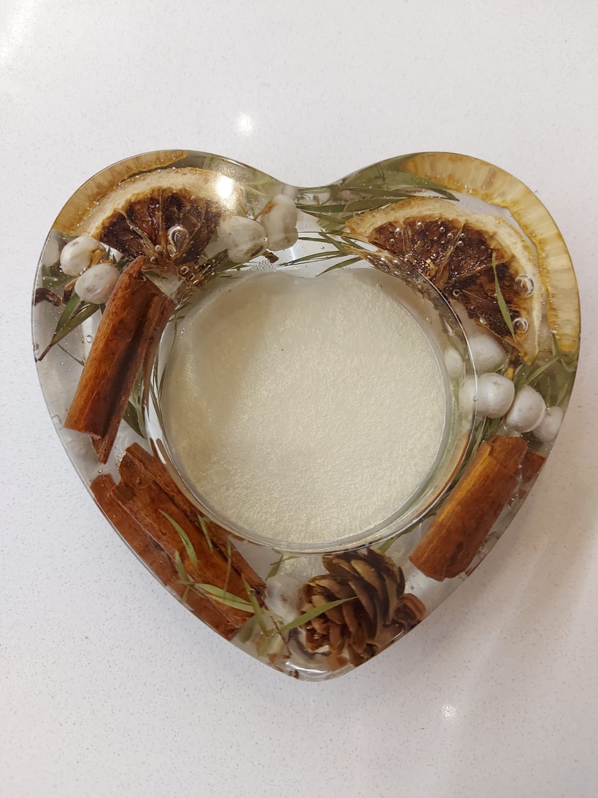 Botanical Resin Heart Candle Holder
