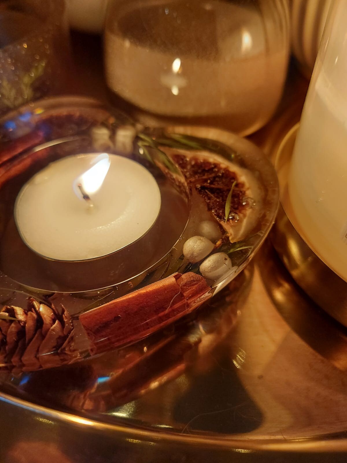 Botanical Resin Heart Candle Holder
