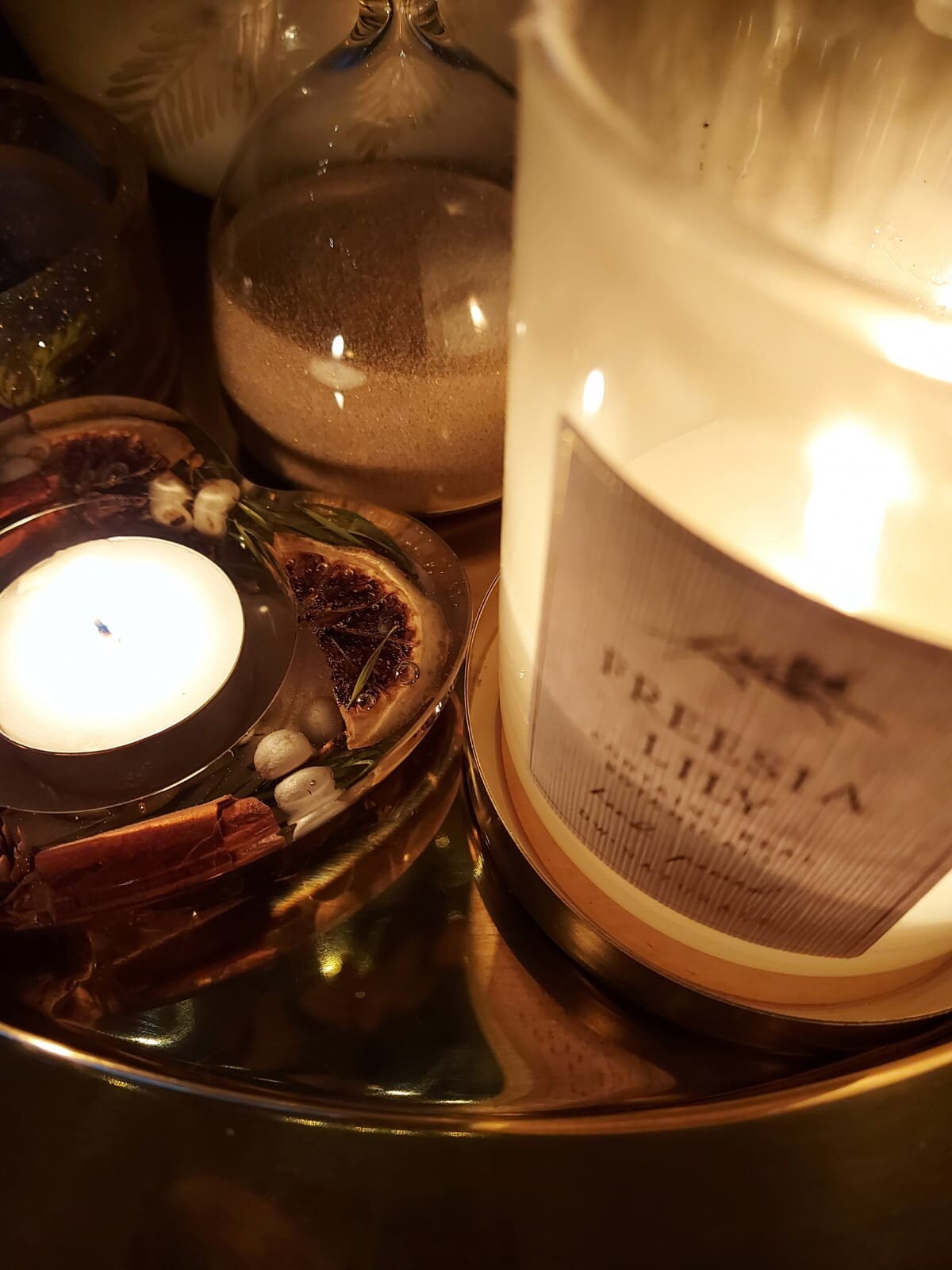Botanical Resin Heart Candle Holder
