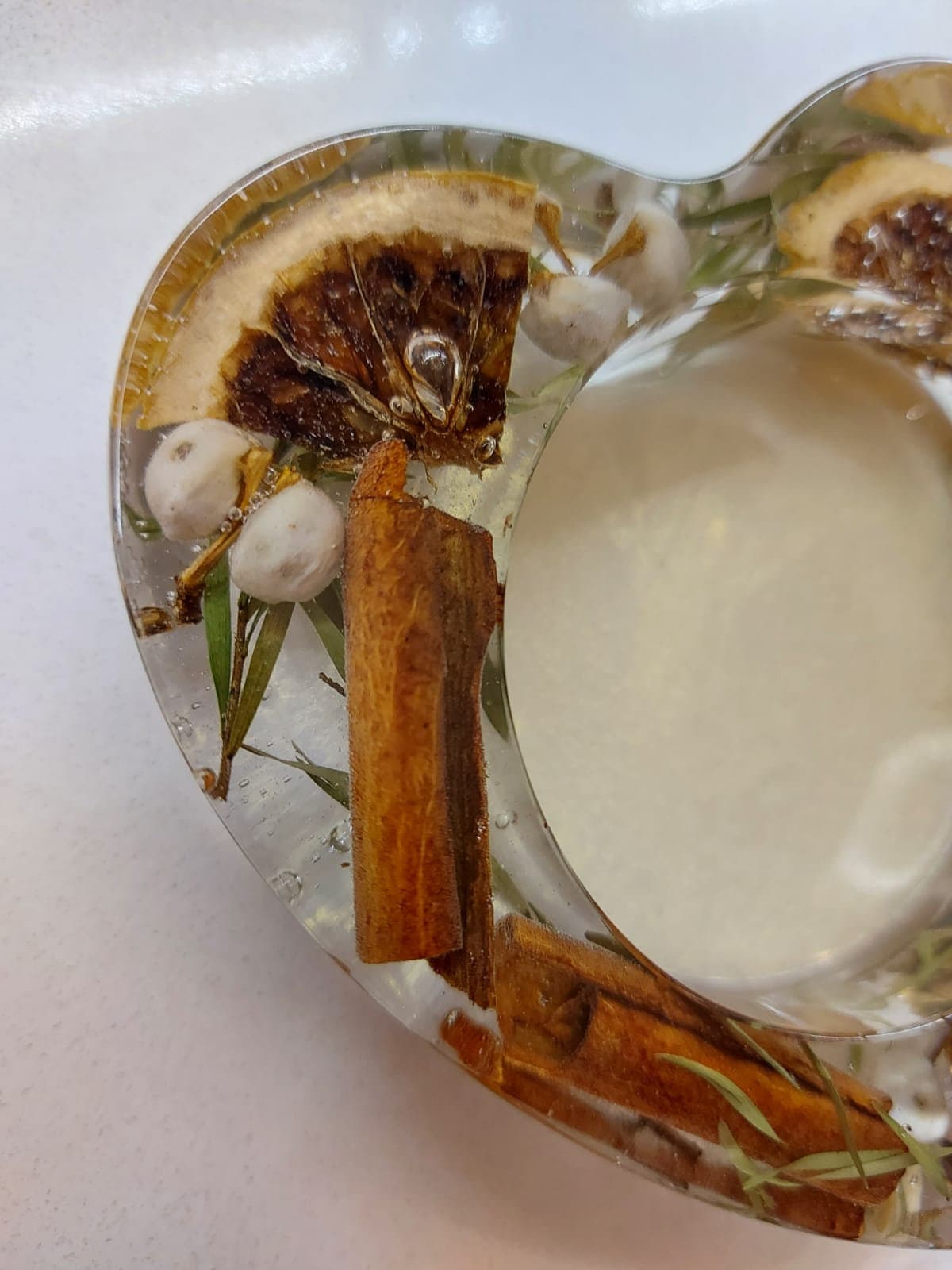 Botanical Resin Heart Candle Holder