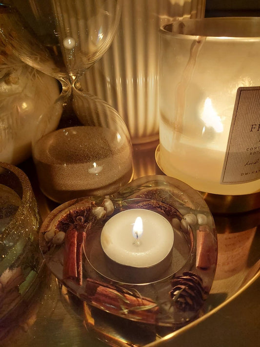 Botanical Resin Heart Candle Holder