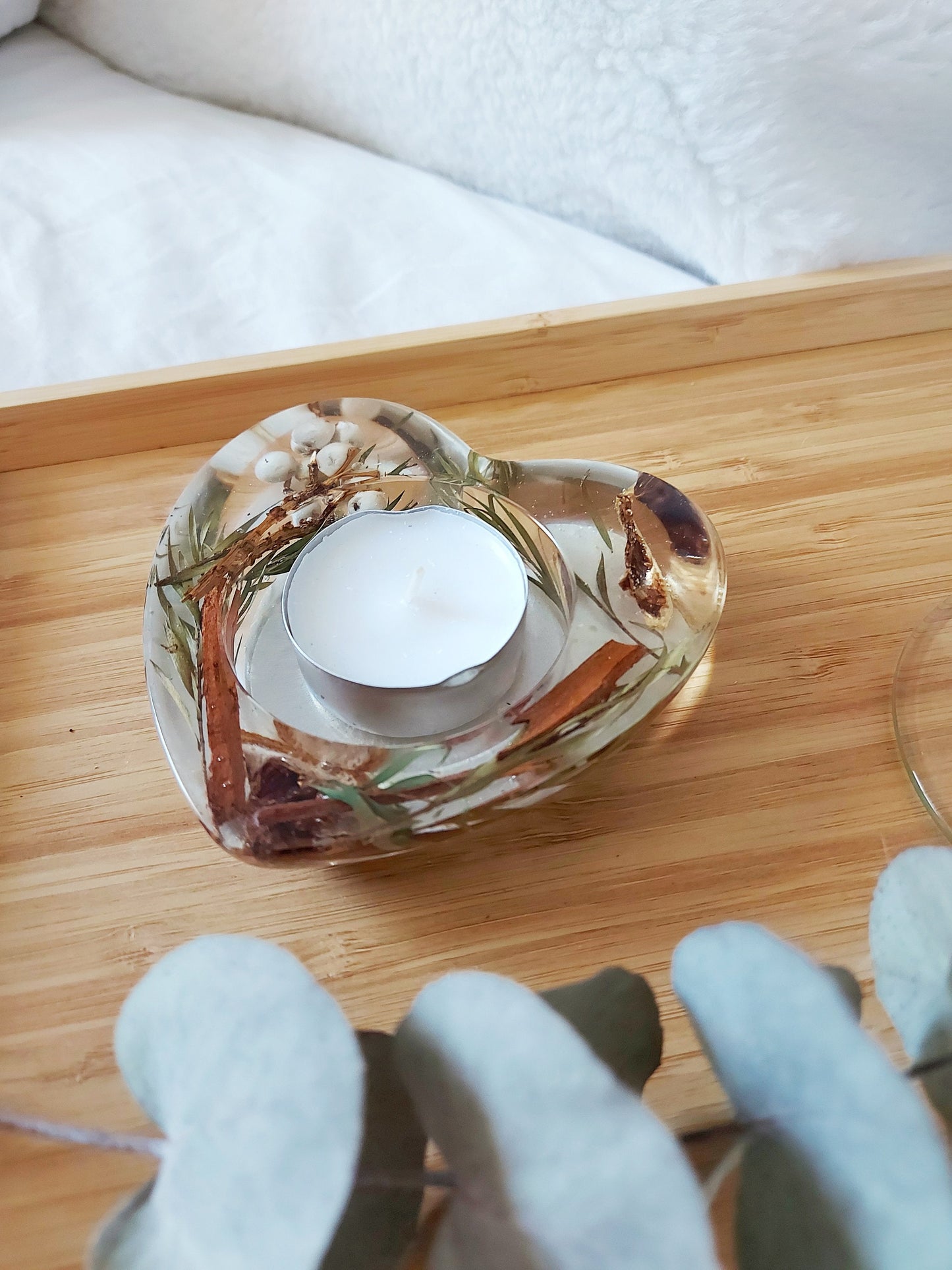 Dried Flowers Resin Candle Holder