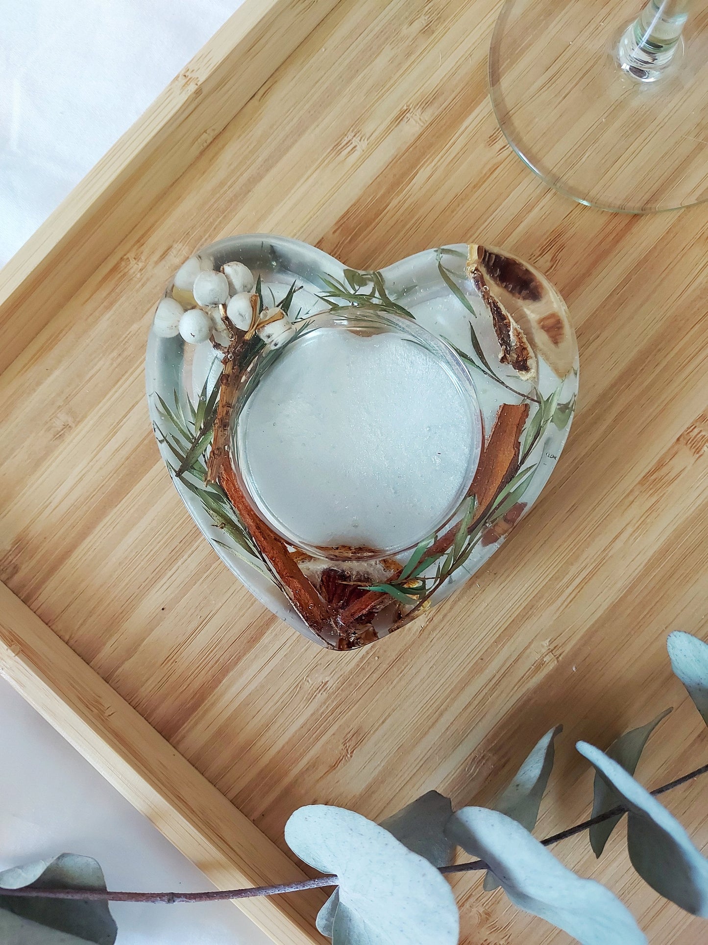 Dried Flowers Resin Candle Holder