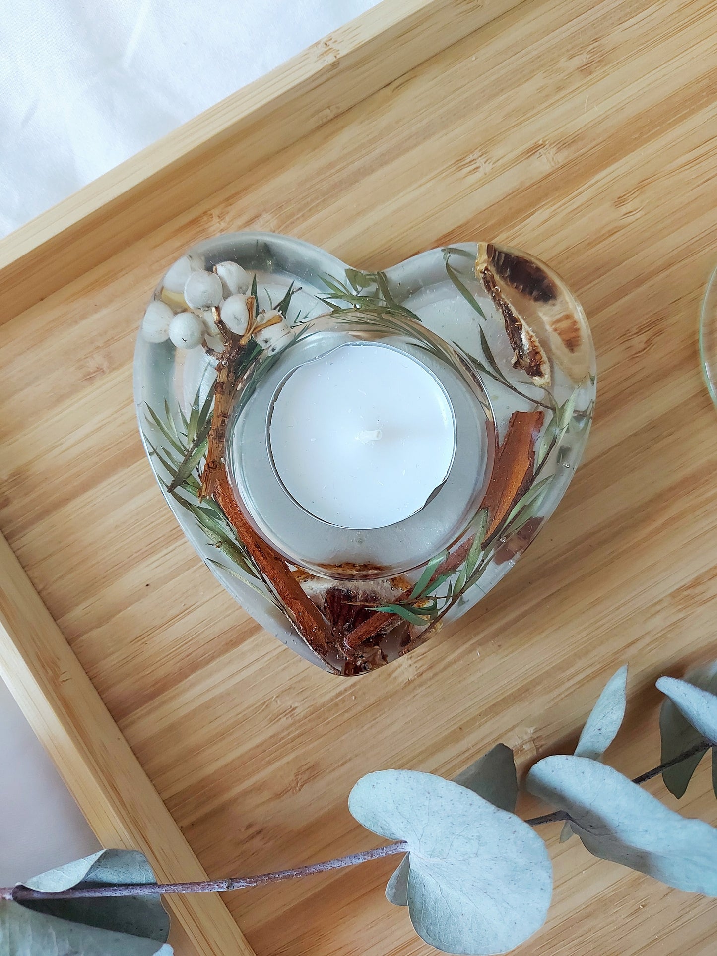 Dried Flowers Resin Candle Holder