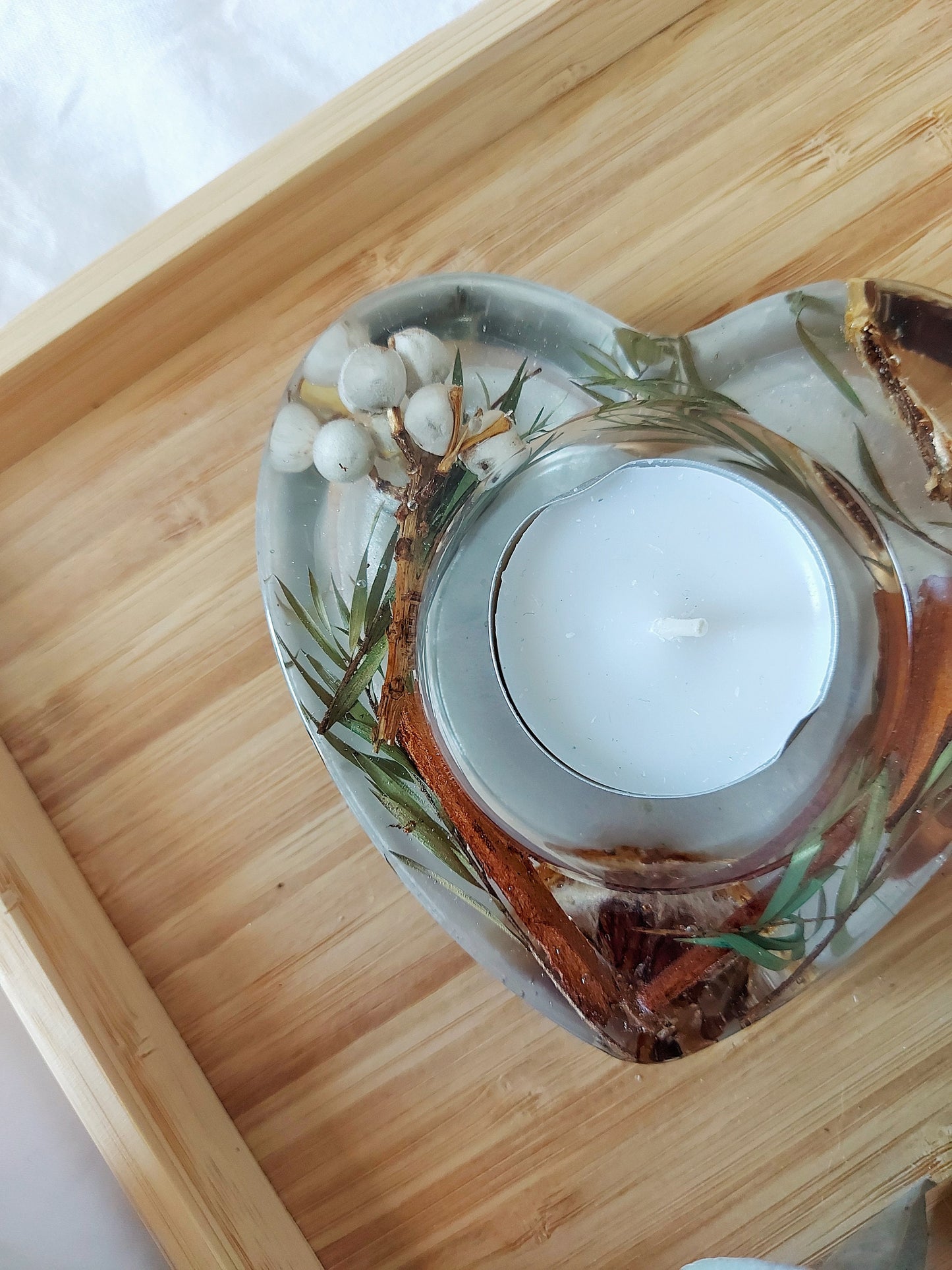 Dried Flowers Resin Candle Holder