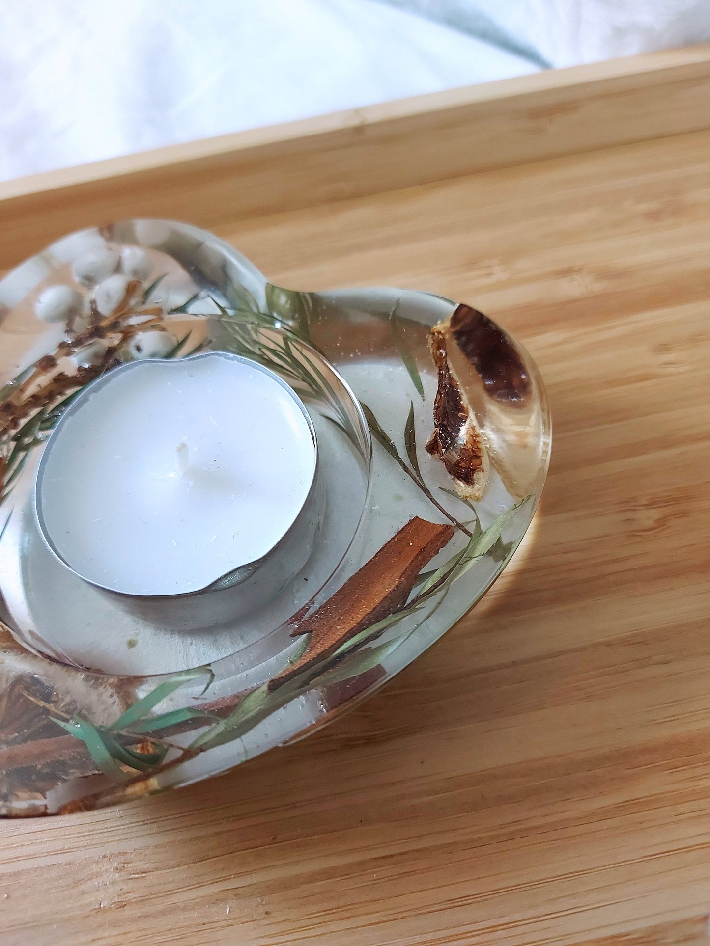 Dried Flowers Resin Candle Holder