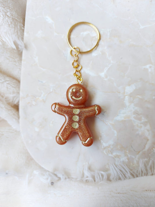 Gingerbread man keyring keychain Christmas Gift Idea for her key accessory bag tag accessories holiday gift Stocking filler Xmas present