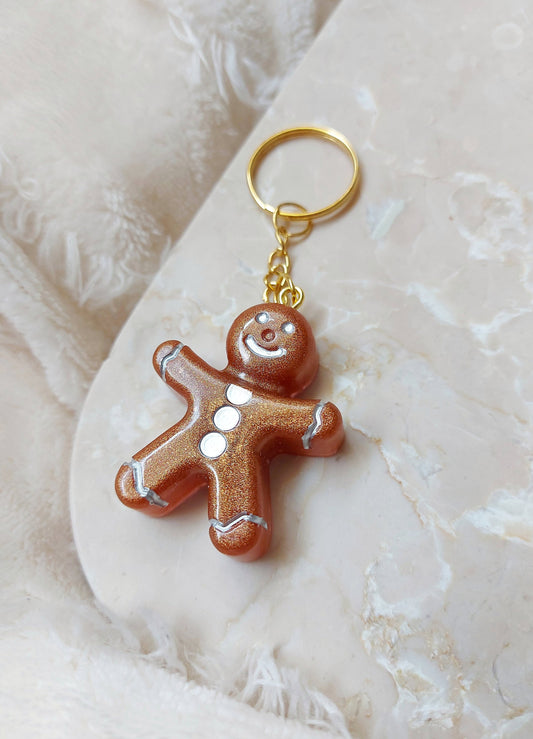 Gingerbread man keyring keychain Christmas Gift Idea for her key accessory bag tag accessories holiday gift Stocking filler Xmas present