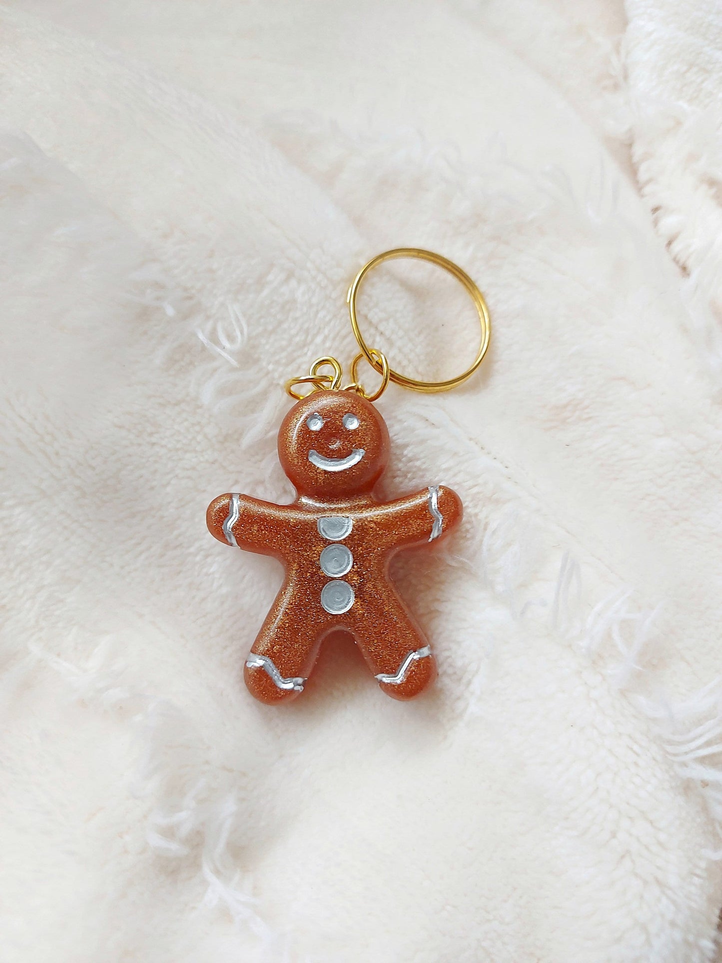 Gingerbread man keyring keychain Christmas Gift Idea for her key accessory bag tag accessories holiday gift Stocking filler Xmas present