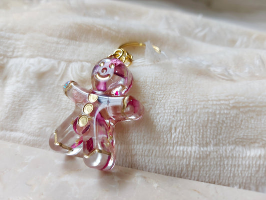 Gingerbread man keyring keychain Christmas Gift Idea for her key accessory bag tag accessories holiday gift Stocking filler Xmas present