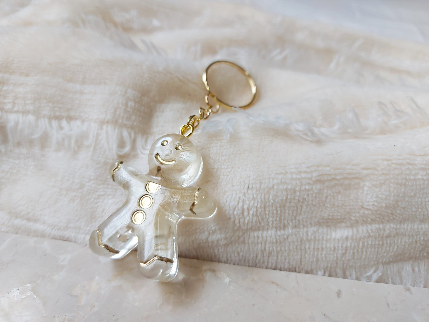 Gingerbread man keyring keychain Christmas Gift Idea for her key accessory bag tag accessories holiday gift Stocking filler Xmas present