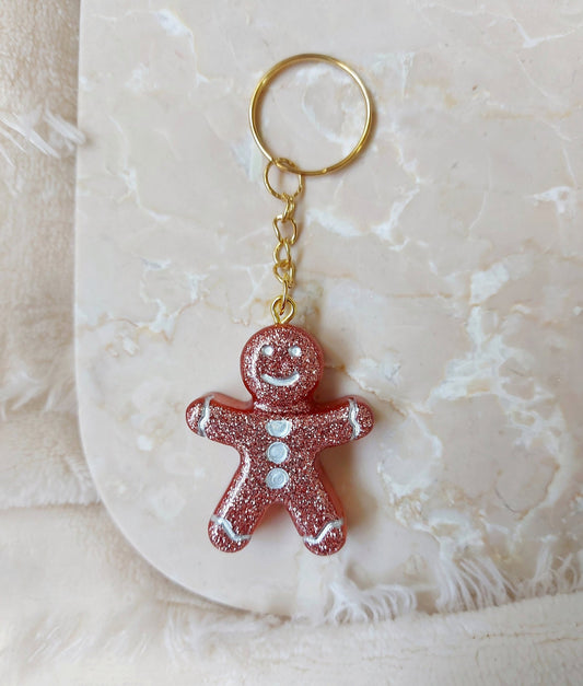 Gingerbread man keyring keychain Christmas Gift Idea for her key accessory bag tag accessories holiday gift Stocking filler Xmas present