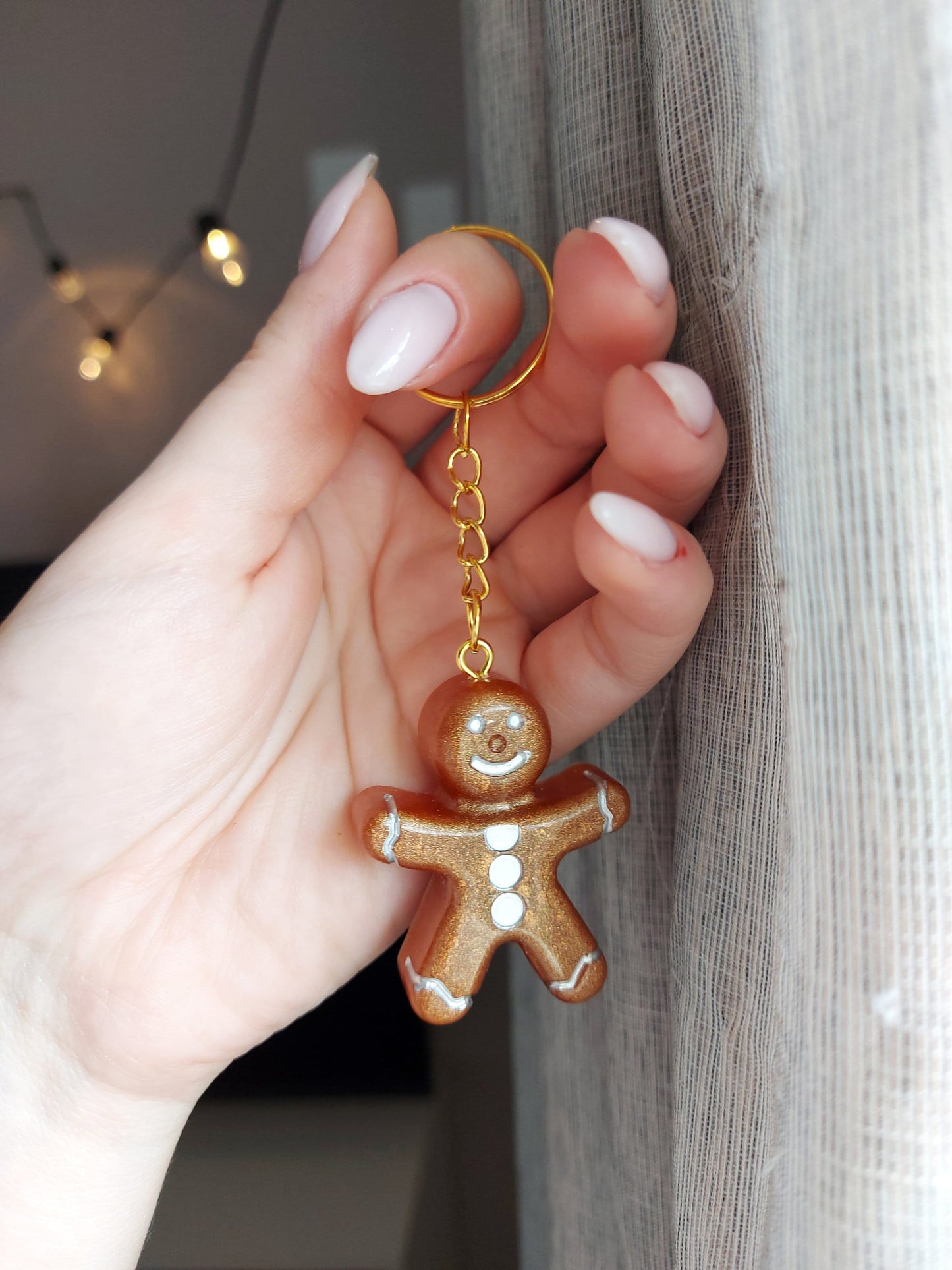 Gingerbread man keyring keychain Christmas Gift Idea for her key accessory bag tag accessories holiday gift Stocking filler Xmas present