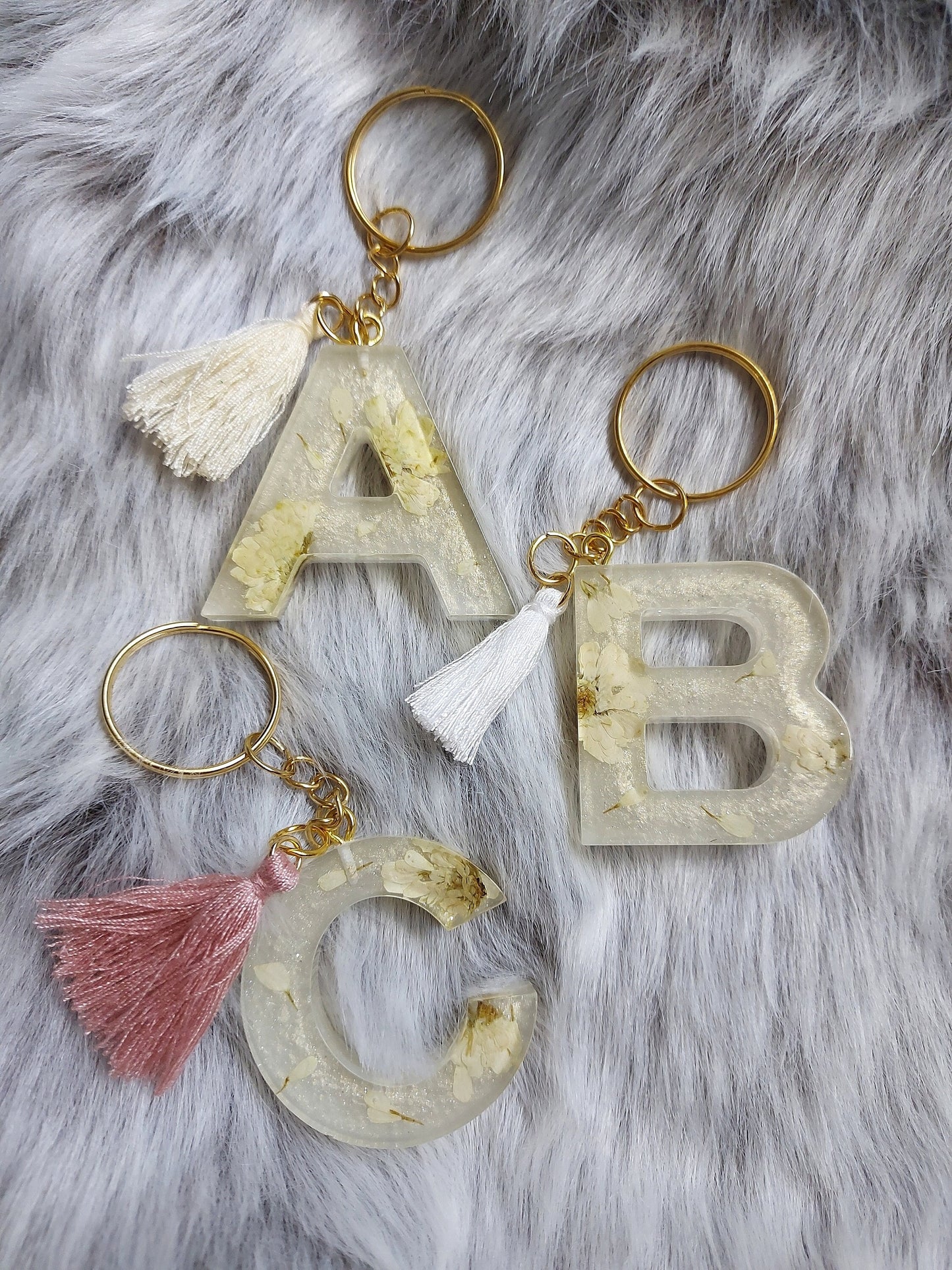 Keychain flower key ring holder gift for her gift for girlfriend holiday keychain glitter custom name gift for yourself bag accessory