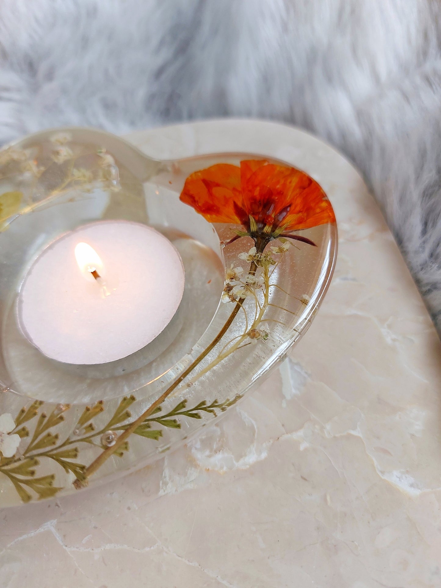 Dried Orange Flower Candle Holder
