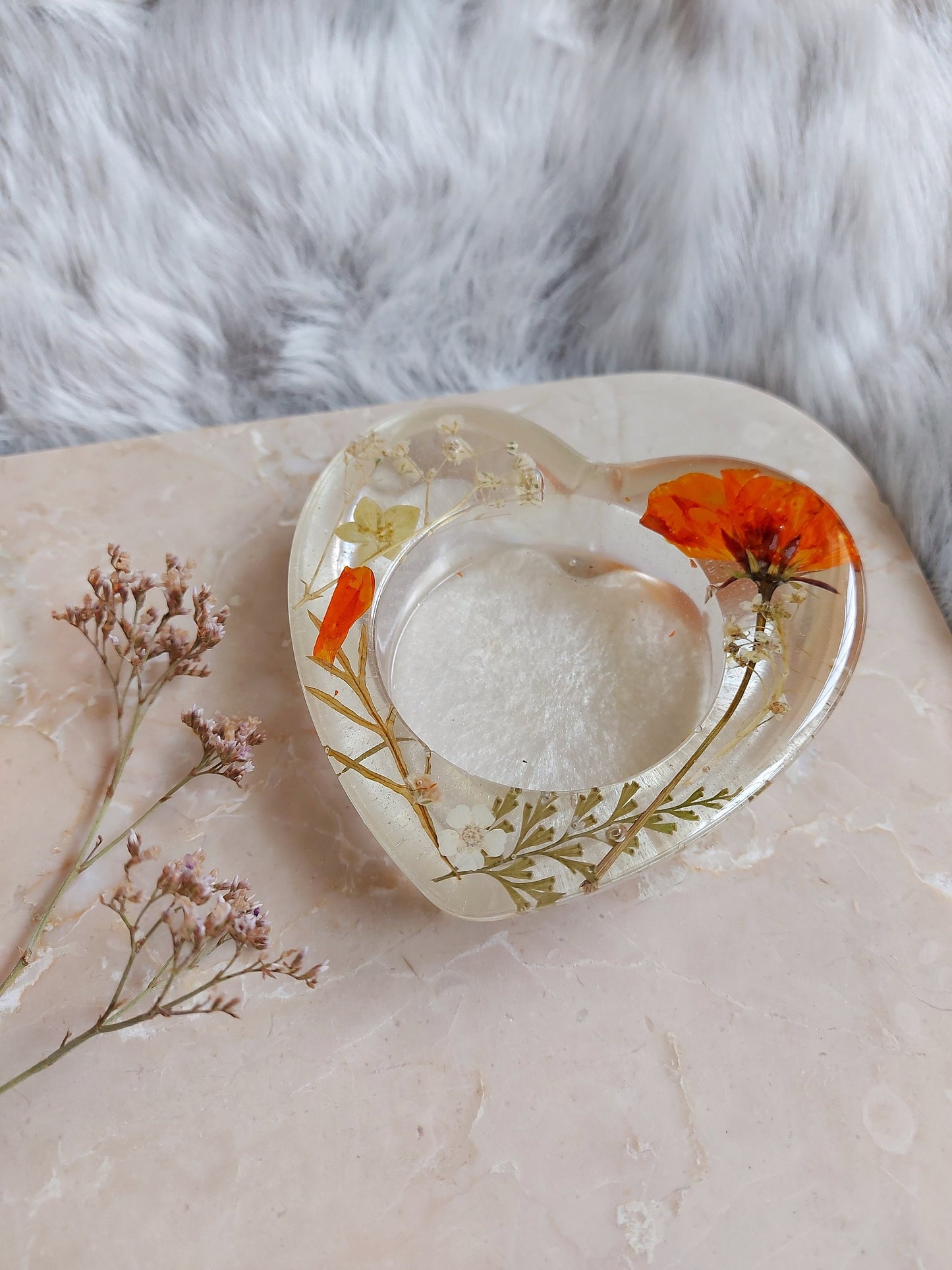 Dried Orange Flower Candle Holder