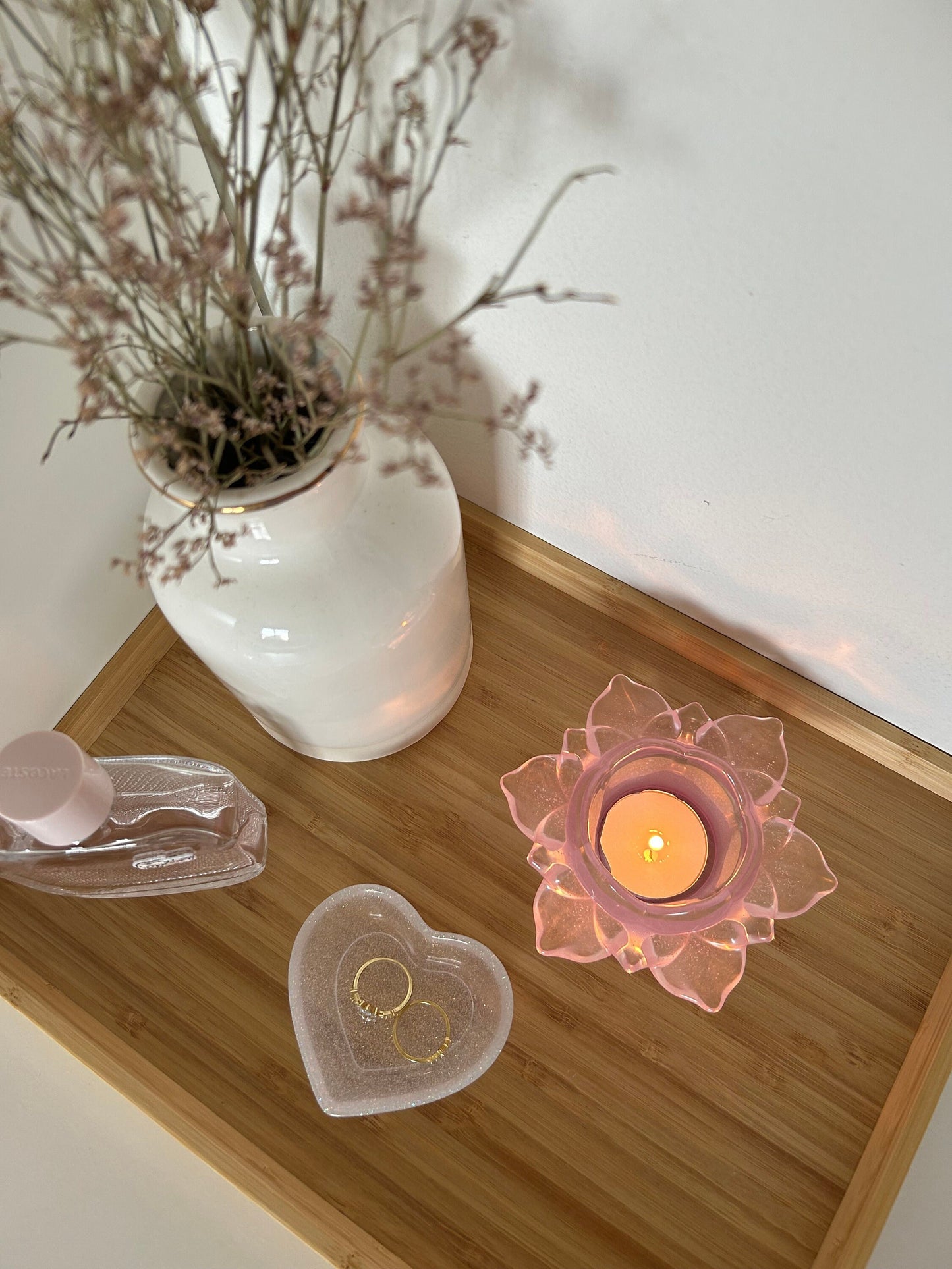 Pink Lotus Flower Resin Candle Holder