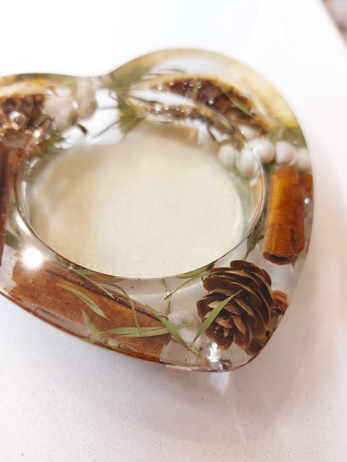 Botanical Resin Heart Candle Holder