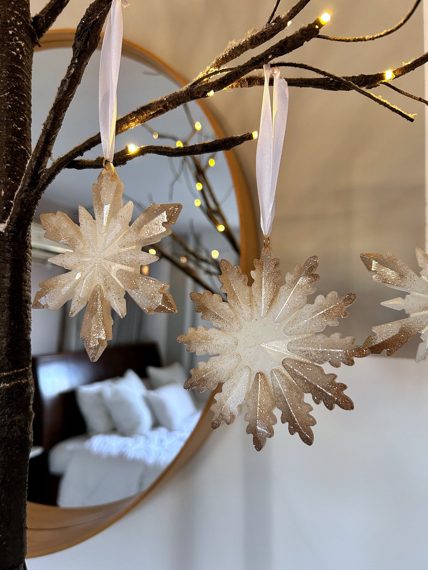 Christmas Ornaments Christmas Tree Decor Christmas Gift Idea Ornament Set Holiday Decor Christmas Stars Hanging Baubles Golden Decor Set
