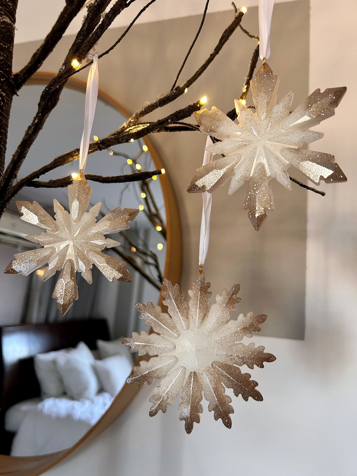 Christmas Ornaments Christmas Tree Decor Christmas Gift Idea Ornament Set Holiday Decor Christmas Stars Hanging Baubles Golden Decor Set