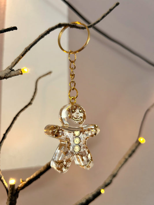 Gingerbread man keyring keychain Christmas Gift Idea for her key accessory bag tag accessories holiday gift Stocking filler Xmas present