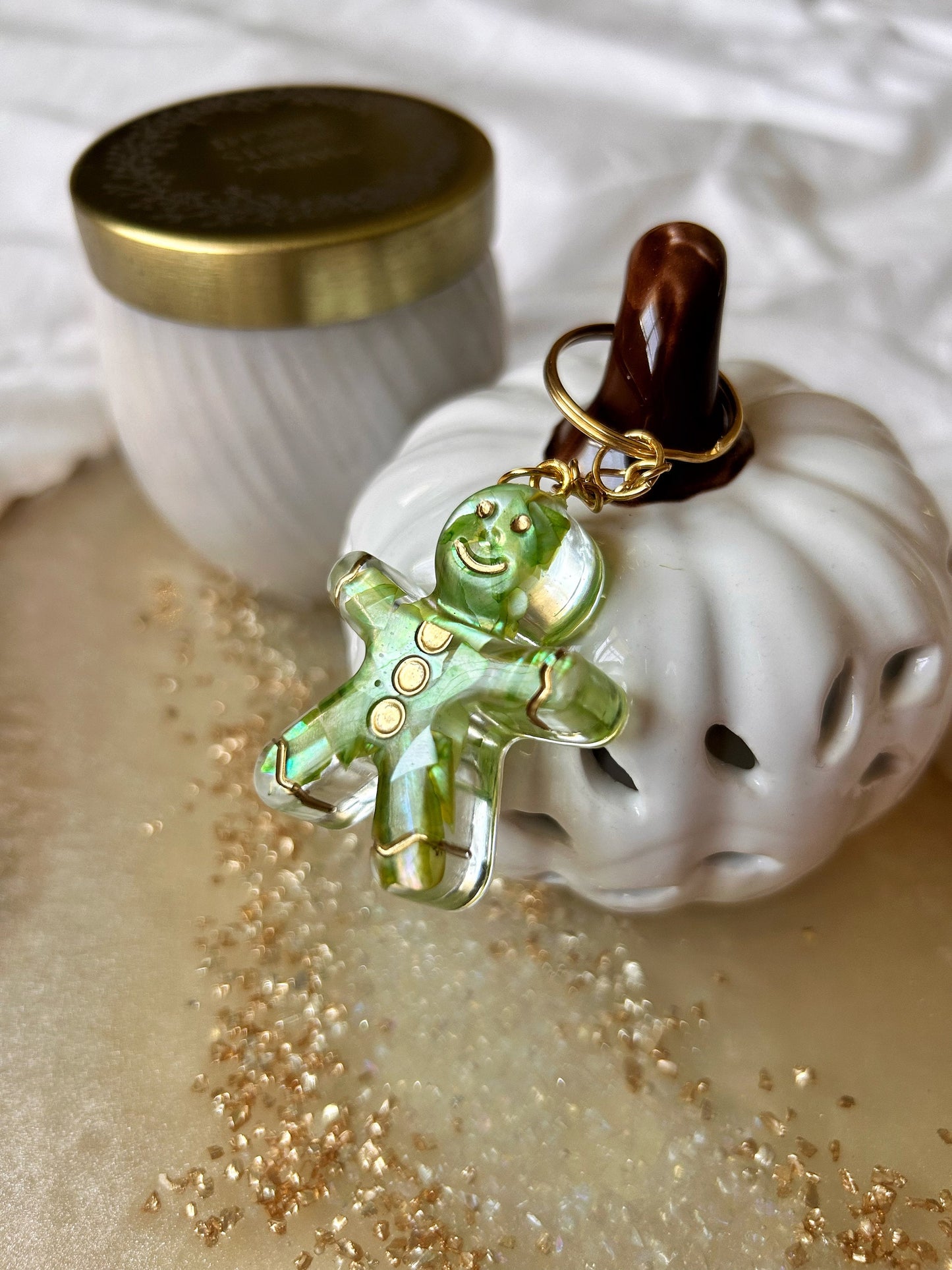 Gingerbread man keyring keychain Christmas Gift Idea for her key accessory bag tag accessories holiday gift Stocking filler Xmas present
