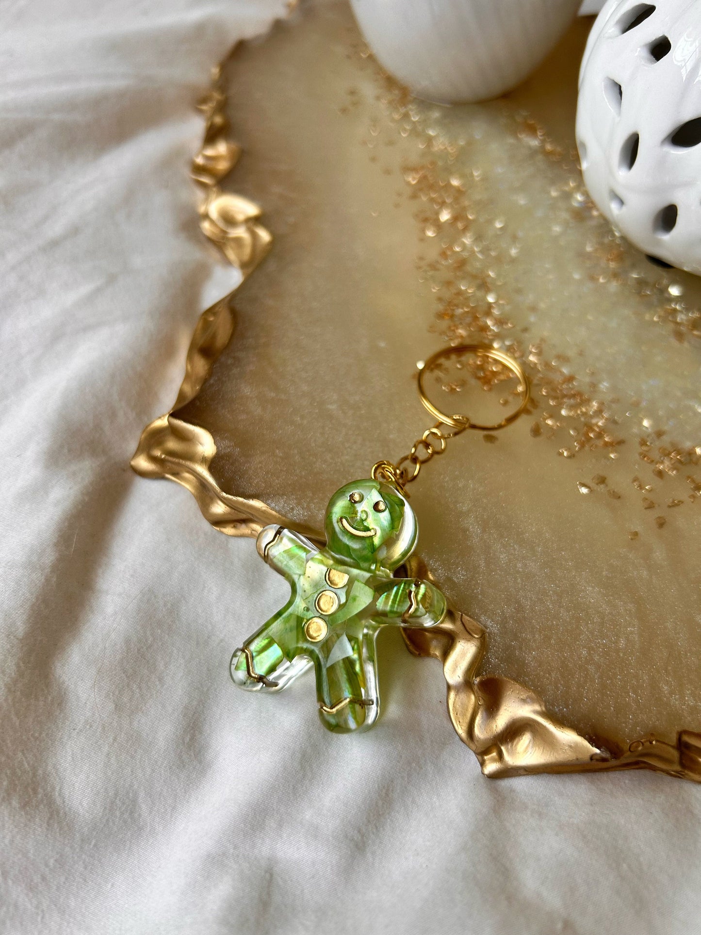 Gingerbread man keyring keychain Christmas Gift Idea for her key accessory bag tag accessories holiday gift Stocking filler Xmas present