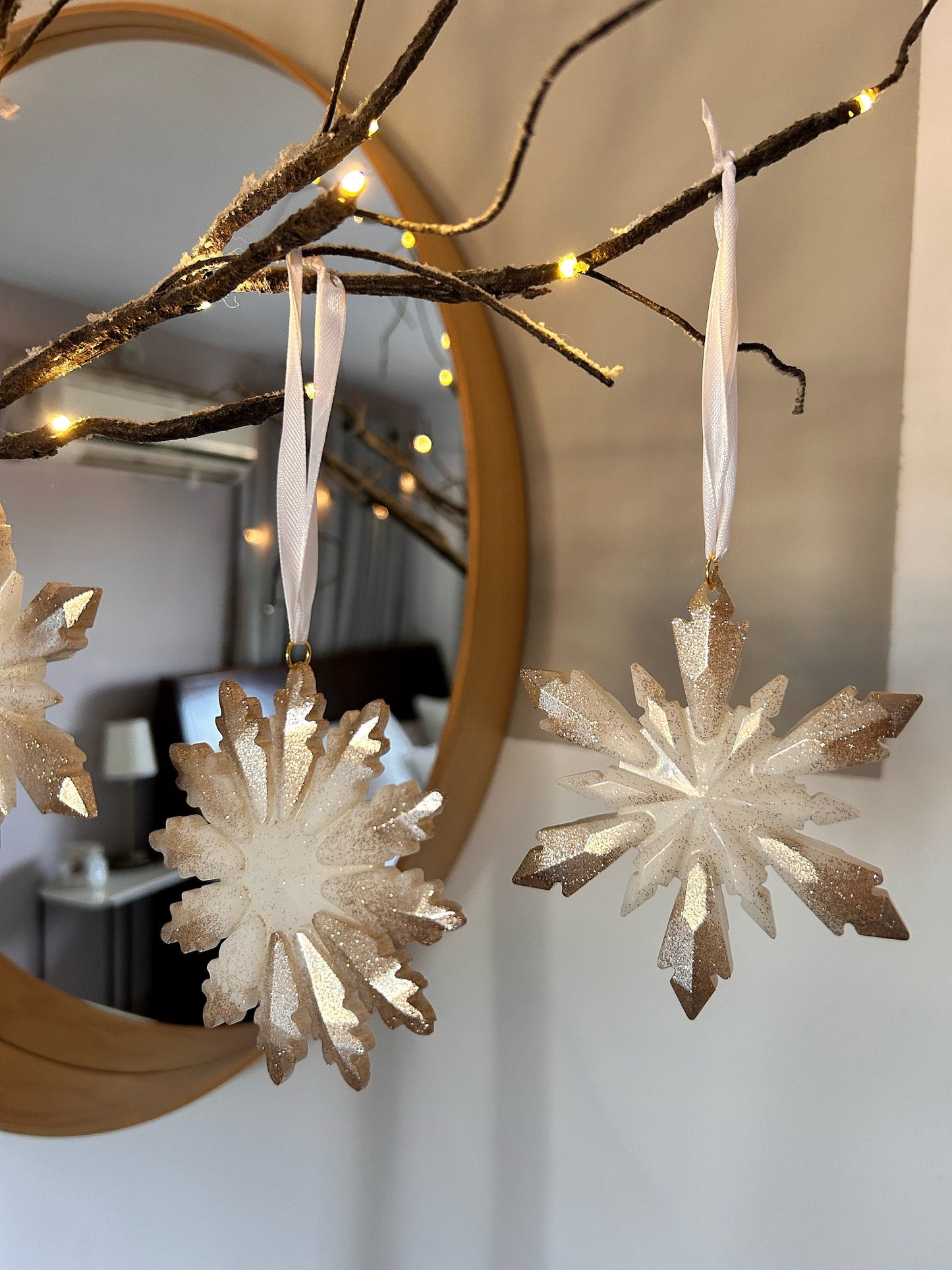 Christmas Ornaments Christmas Tree Decor Christmas Gift Idea Ornament Set Holiday Decor Christmas Stars Hanging Baubles Golden Decor Set