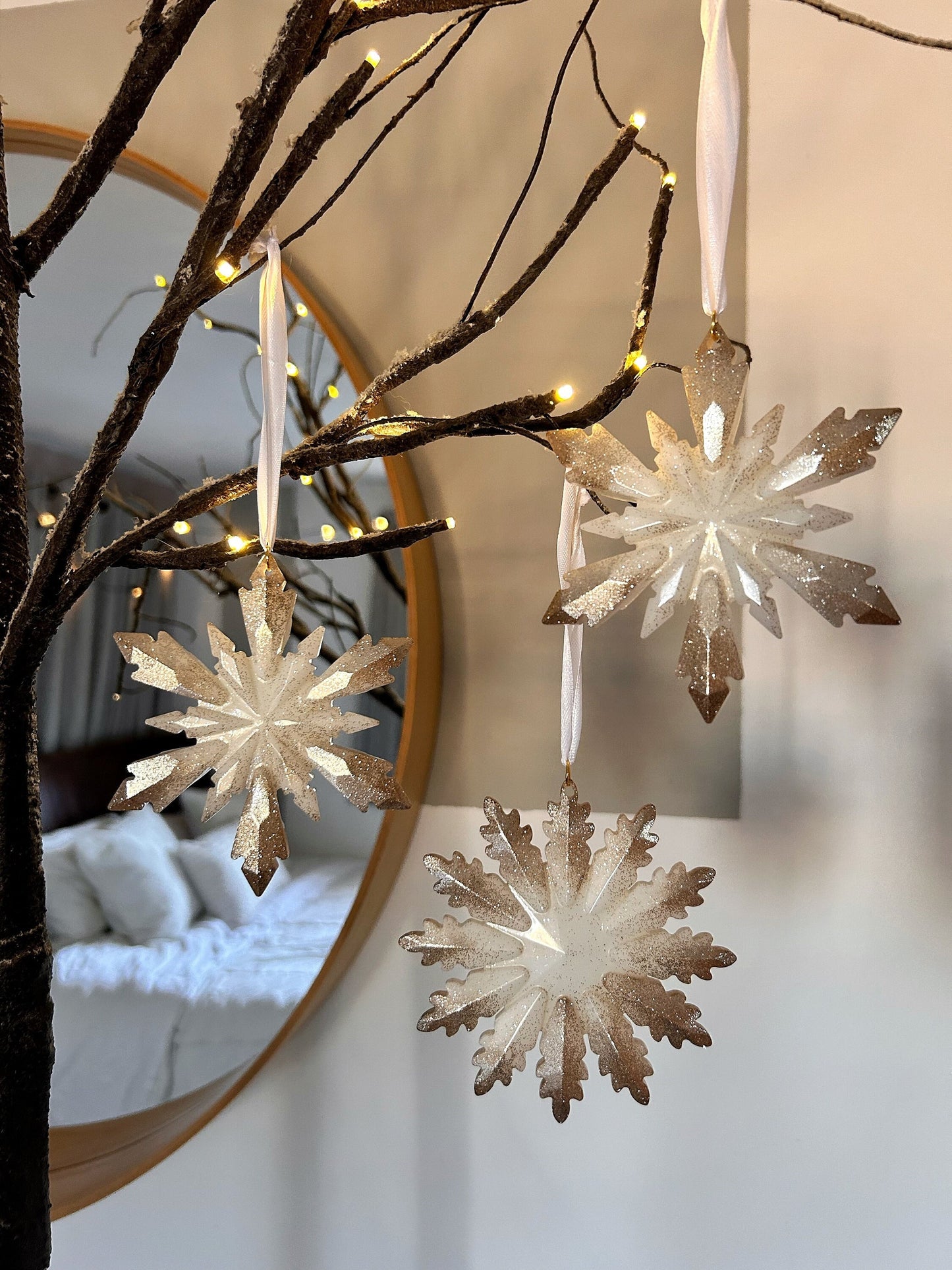 Christmas Ornaments Christmas Tree Decor Christmas Gift Idea Ornament Set Holiday Decor Christmas Stars Hanging Baubles Golden Decor Set