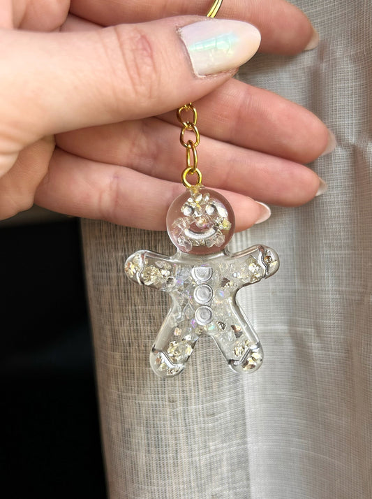 Gingerbread man keyring keychain Christmas Gift Idea for her key accessory bag tag accessories holiday gift Stocking filler Xmas present