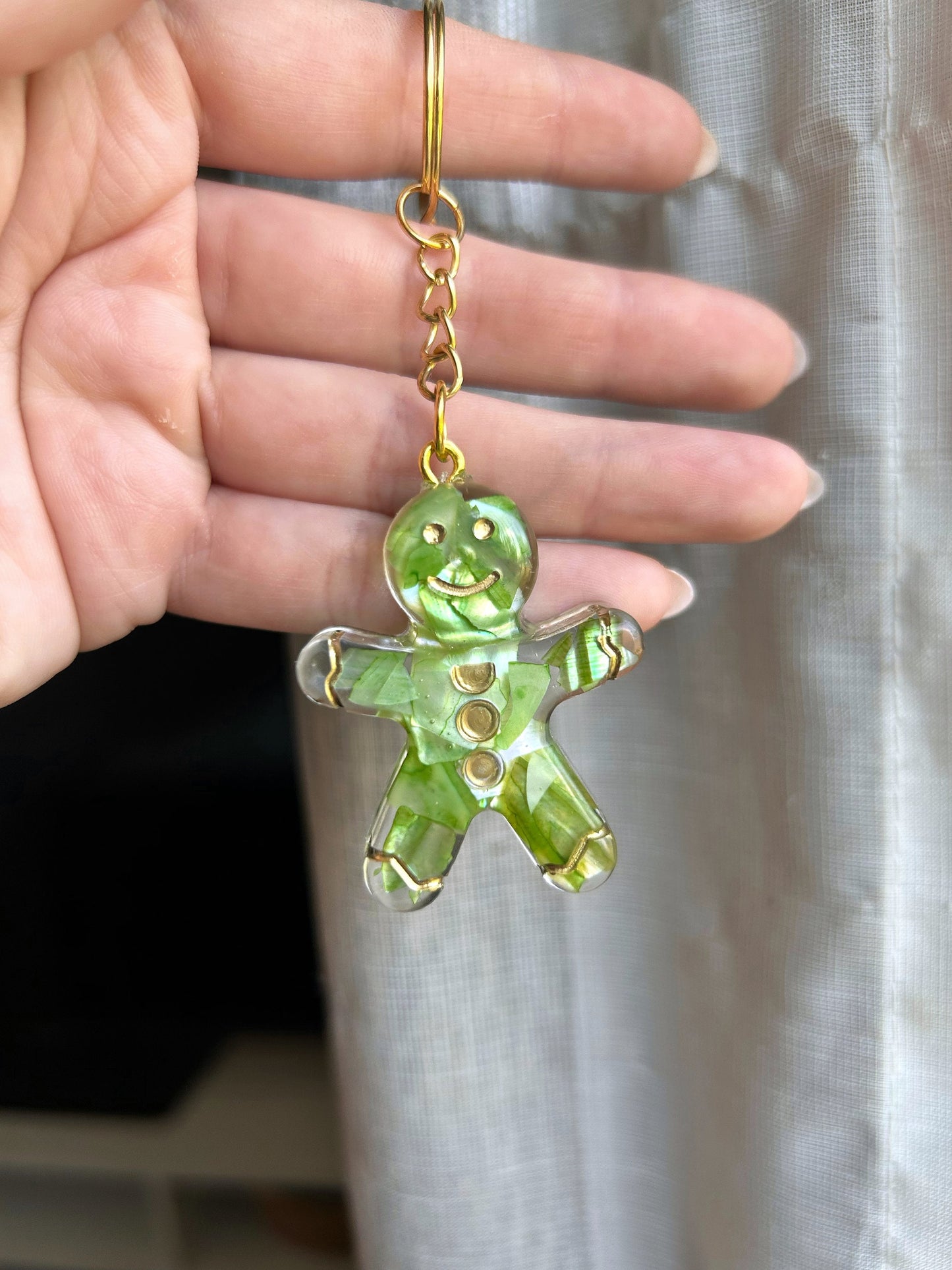Gingerbread man keyring keychain Christmas Gift Idea for her key accessory bag tag accessories holiday gift Stocking filler Xmas present