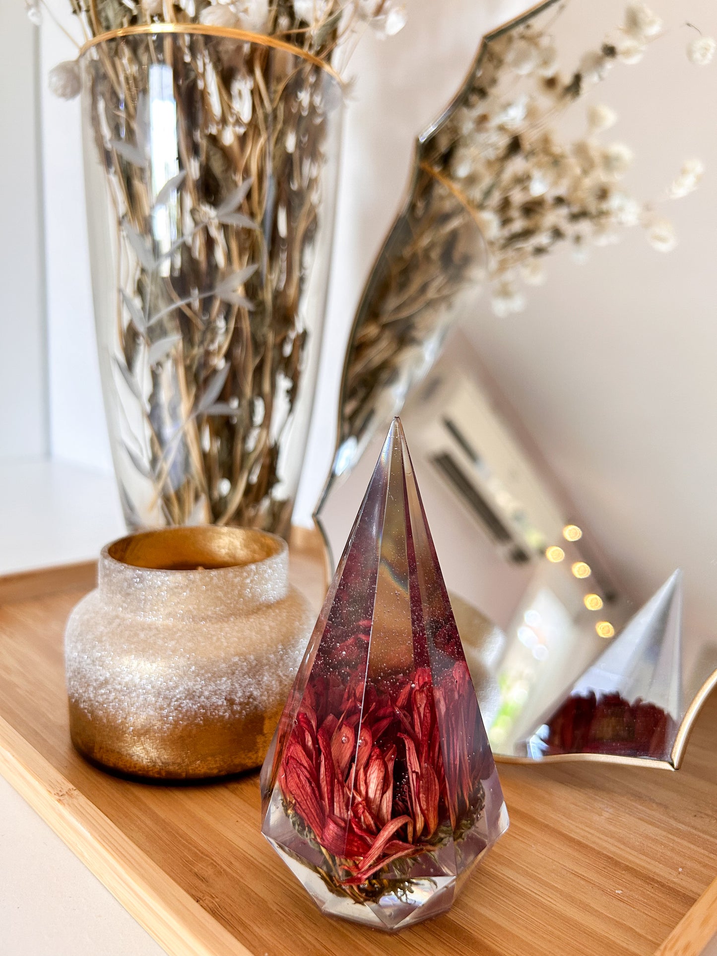 Orange Flower Crystal Ring Tree