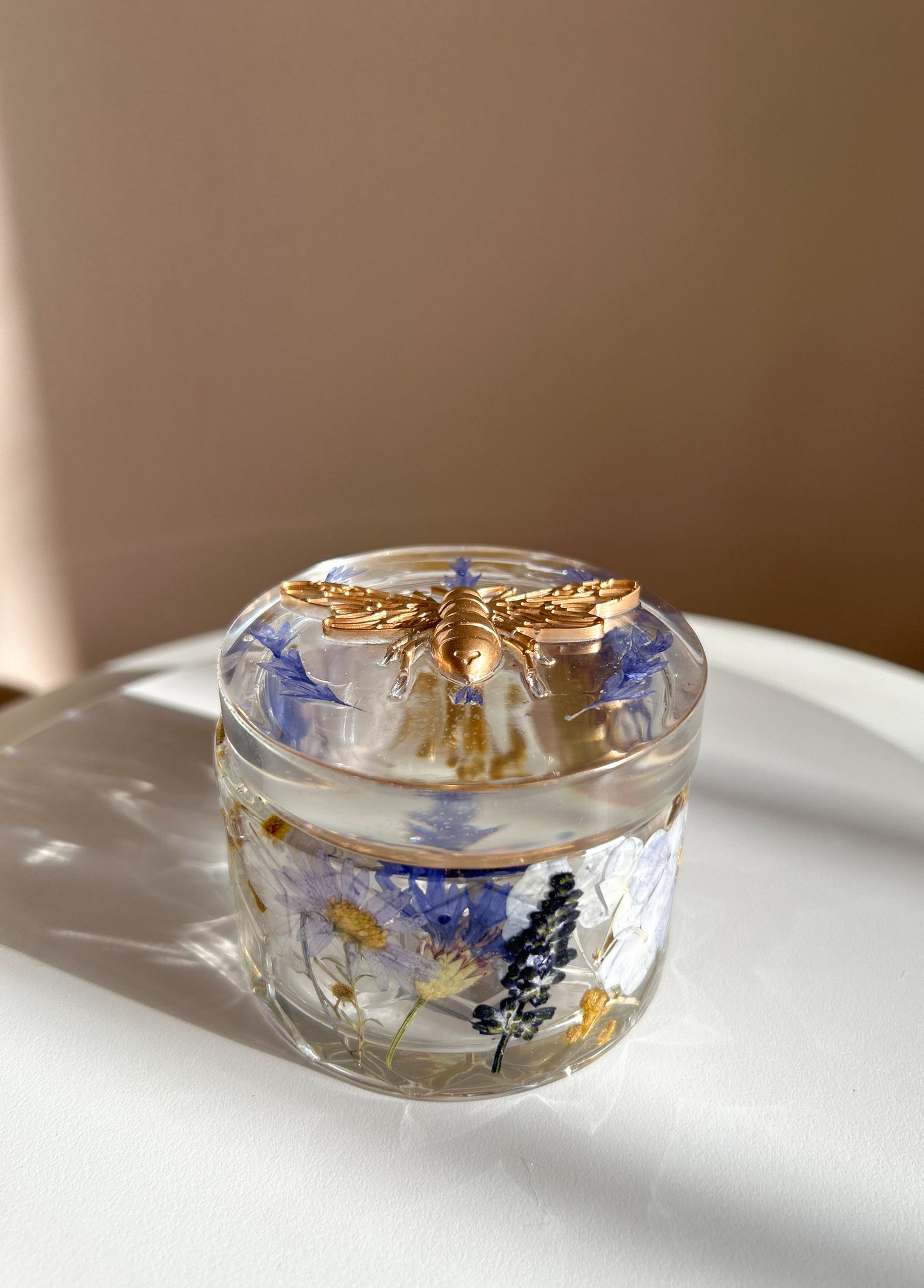 Floral Resin Bee Jar