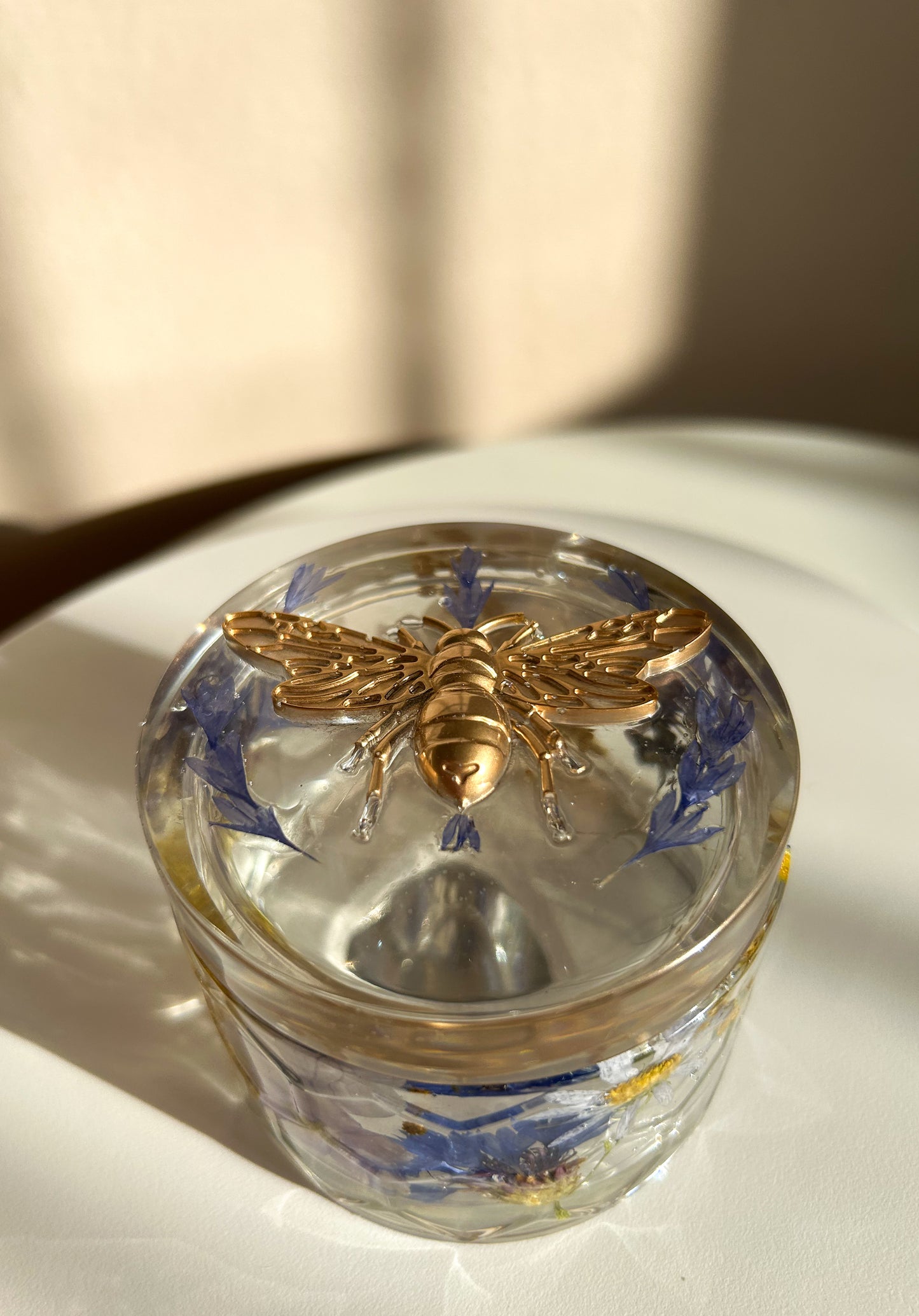 Floral Resin Bee Jar