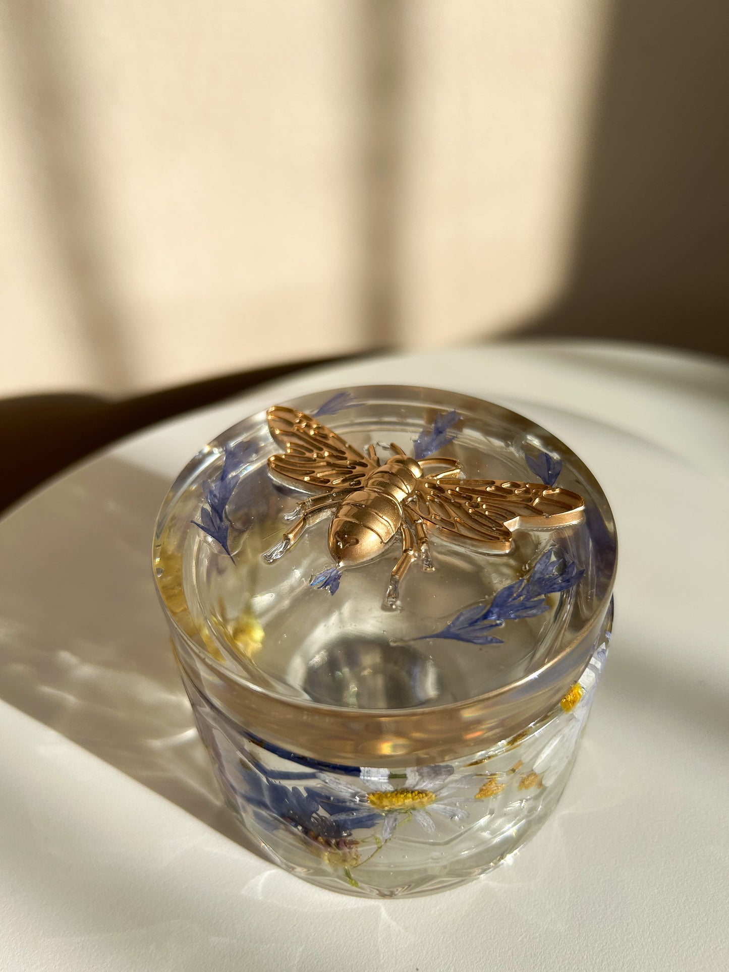 Floral Resin Bee Jar