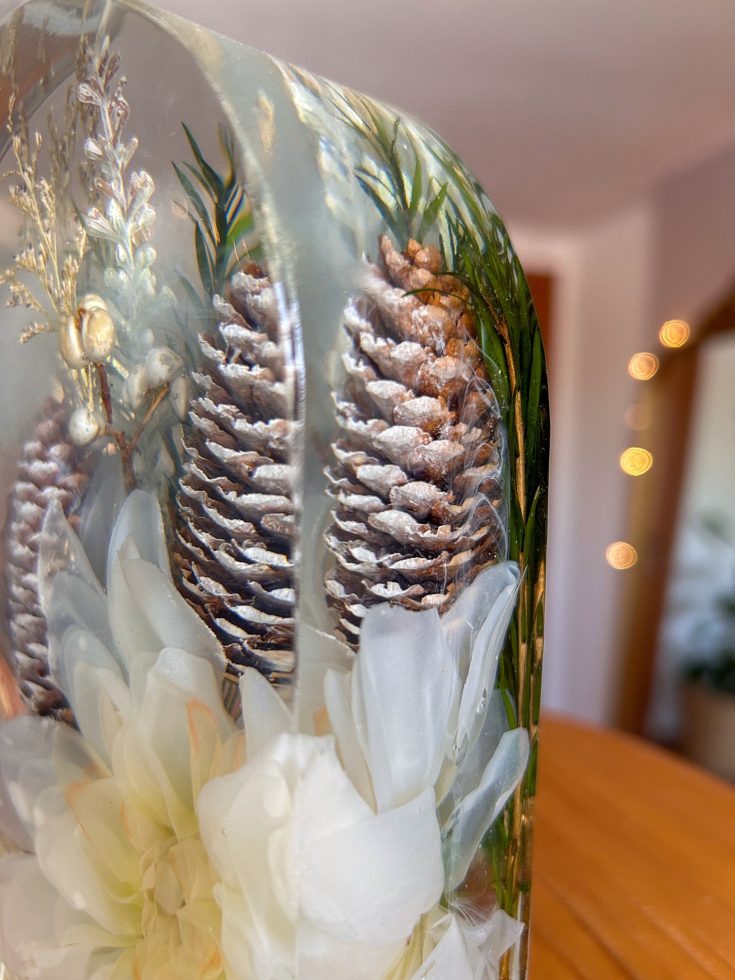 White Flower and Acorns Resin Arch