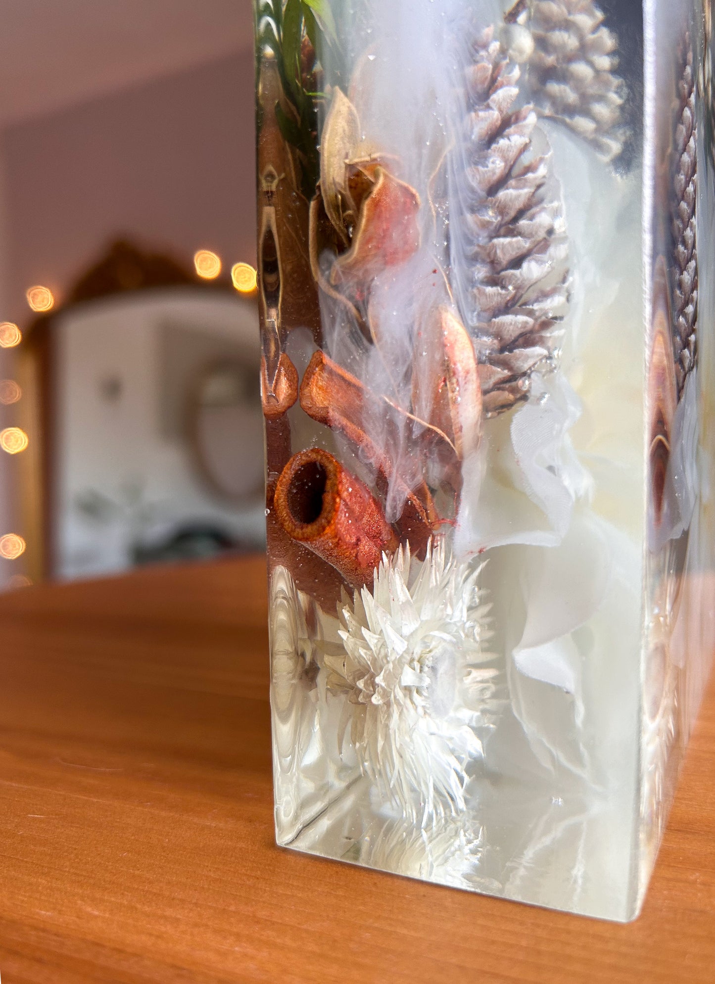 White Flower and Acorns Resin Arch