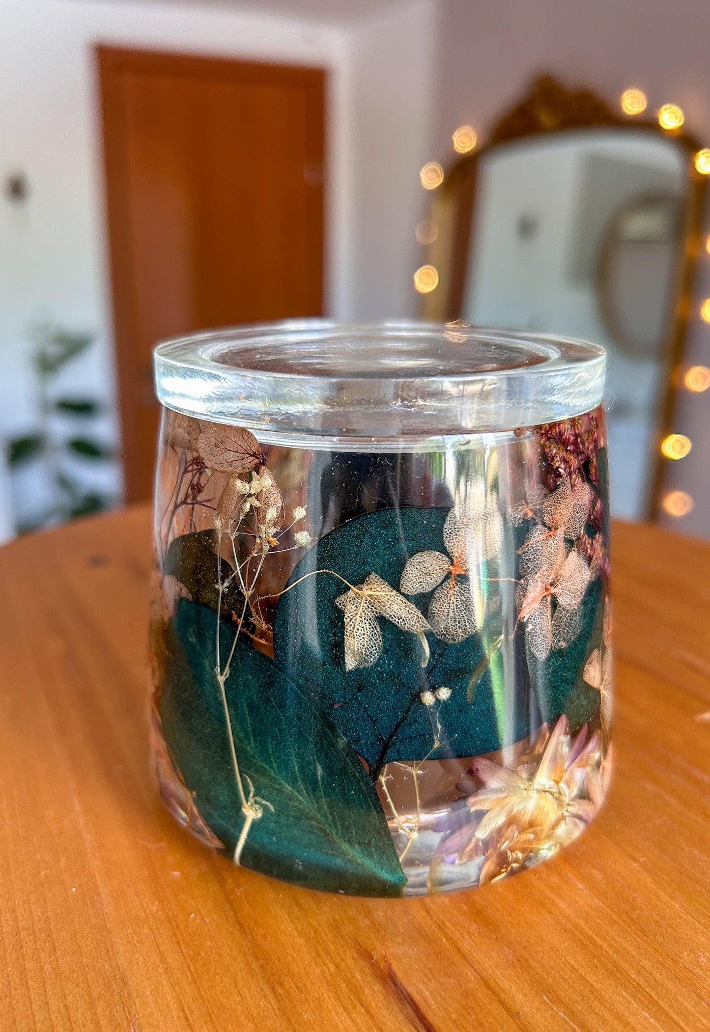 Floral Resin Jewelry Storange Jar