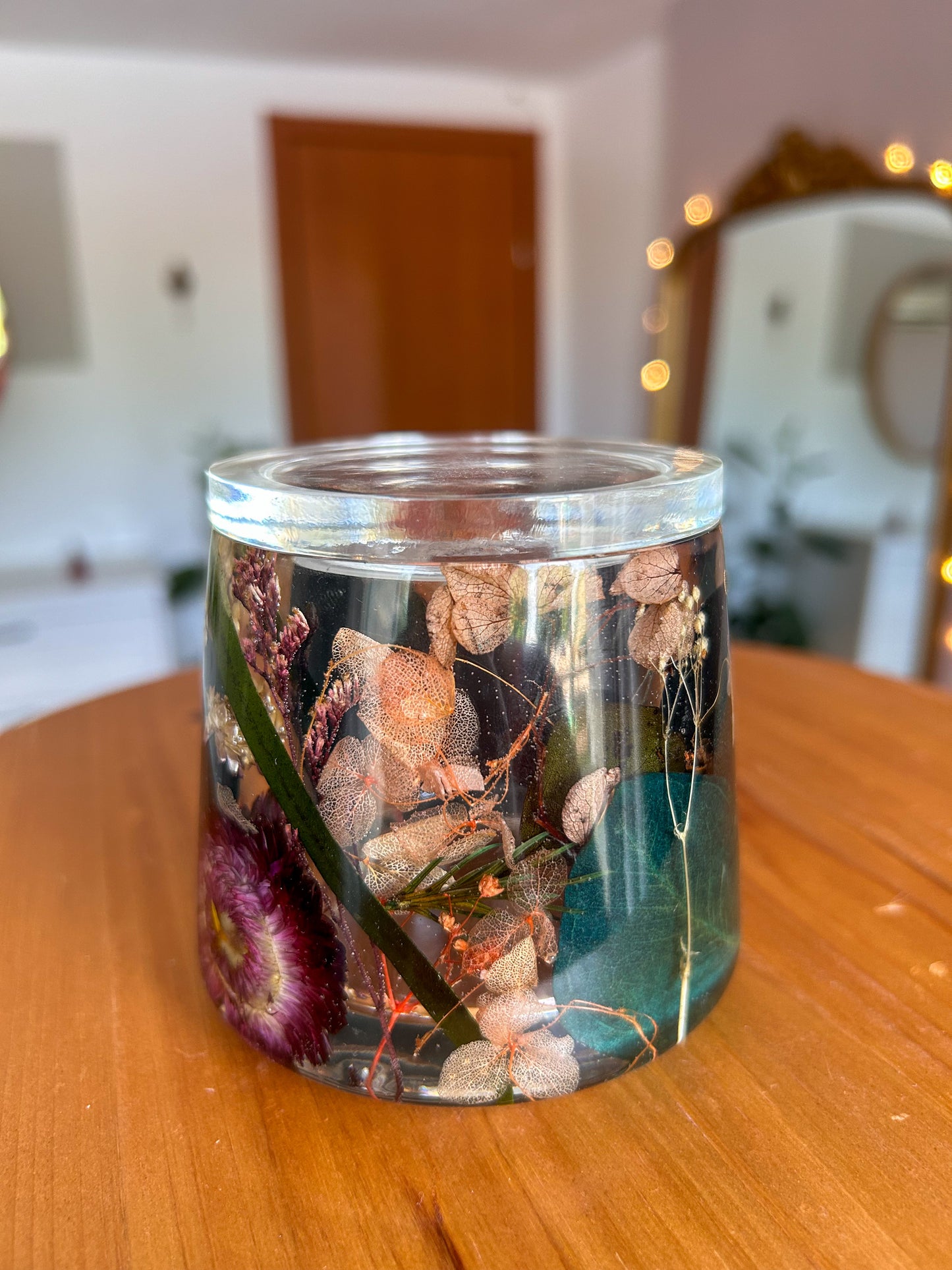 Floral Resin Jewelry Storange Jar