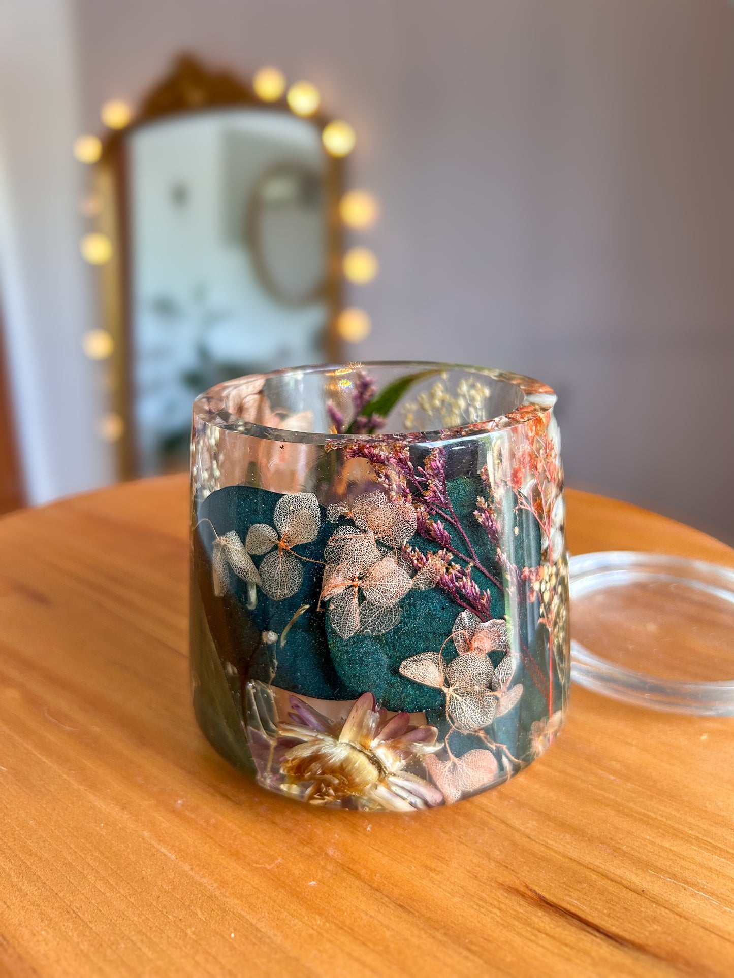 Floral Resin Jewelry Storange Jar