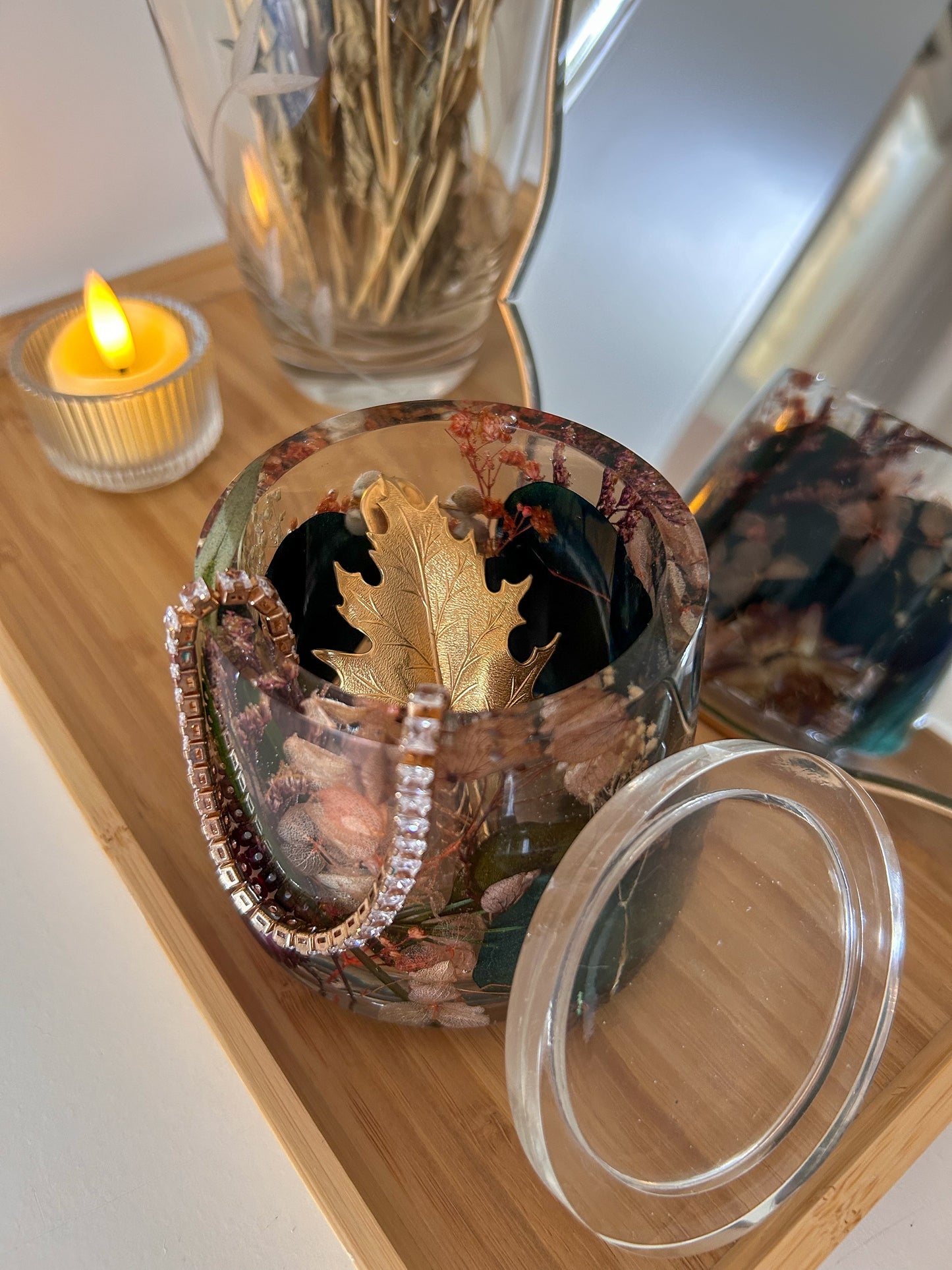 Floral Resin Jewelry Storange Jar