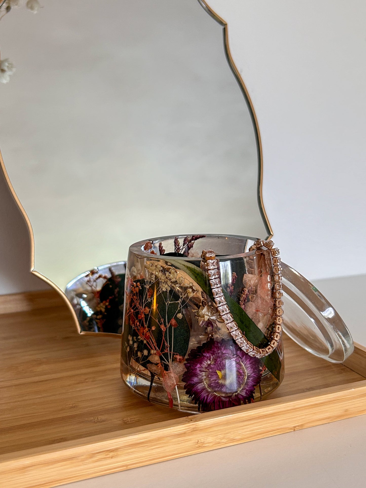 Floral Resin Jewelry Storange Jar